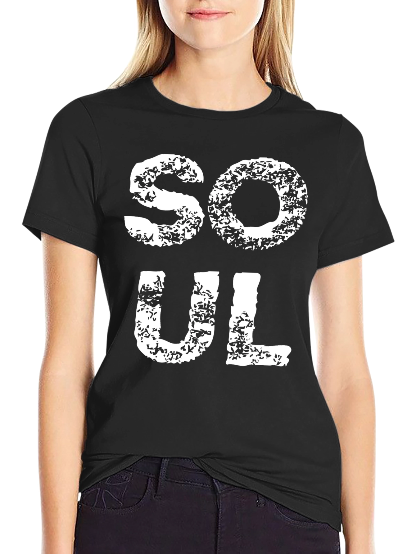 Black Soul T-Shirt - Distressed Print Tee view 2