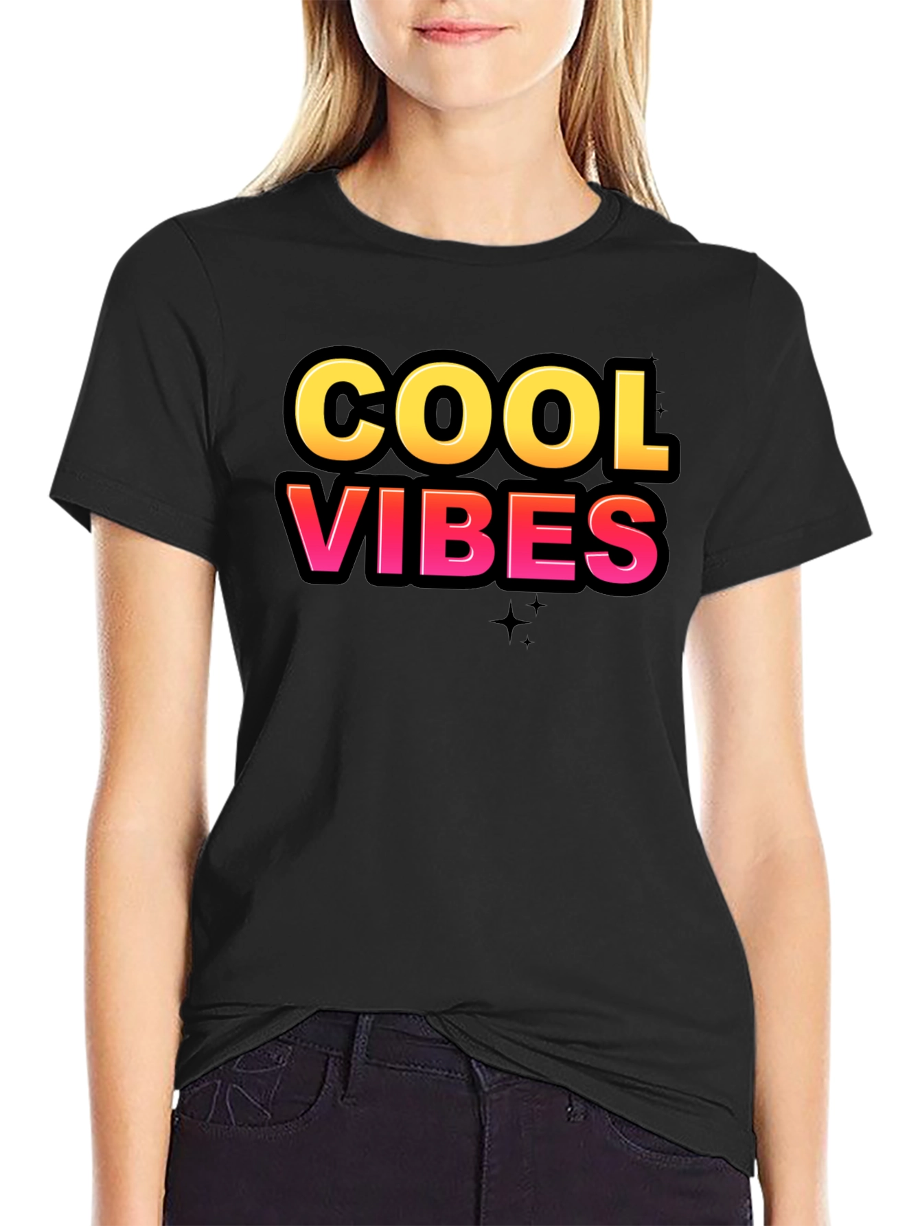 Black Cool Vibes Black Graphic Tee view 2