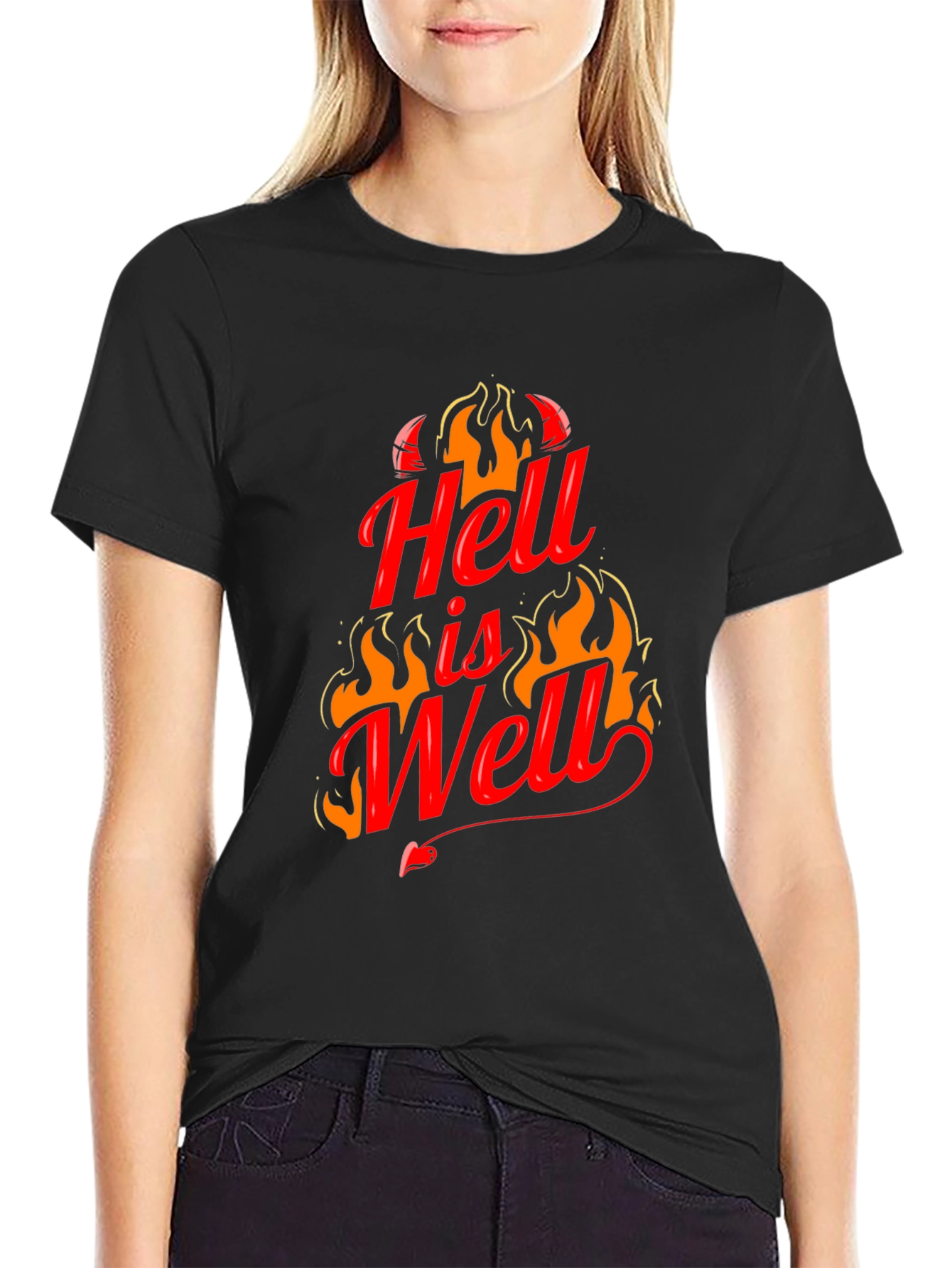 Black Hell is Well Graphic T-Shirt - Black view 2
