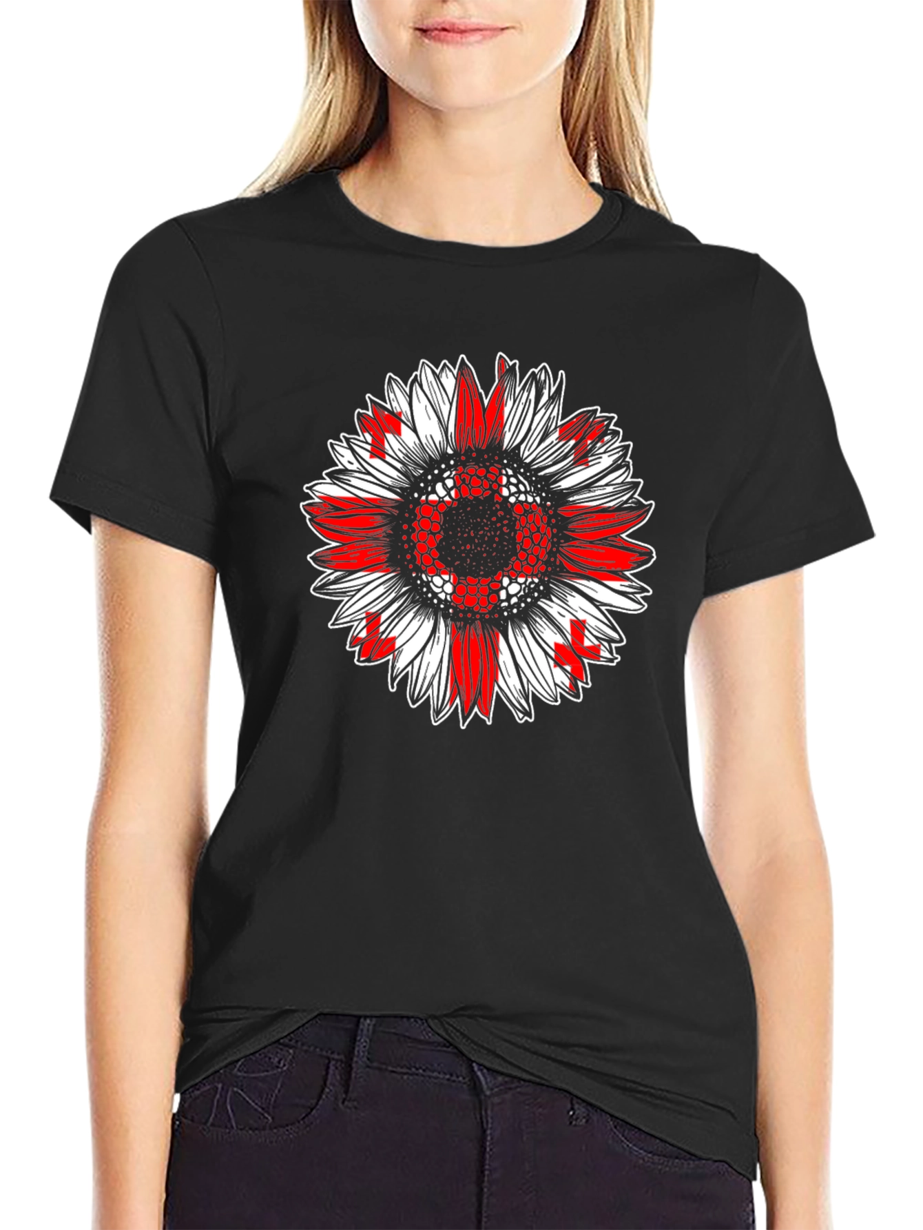 Black Sunflower Georgia Flag T-Shirt view 2
