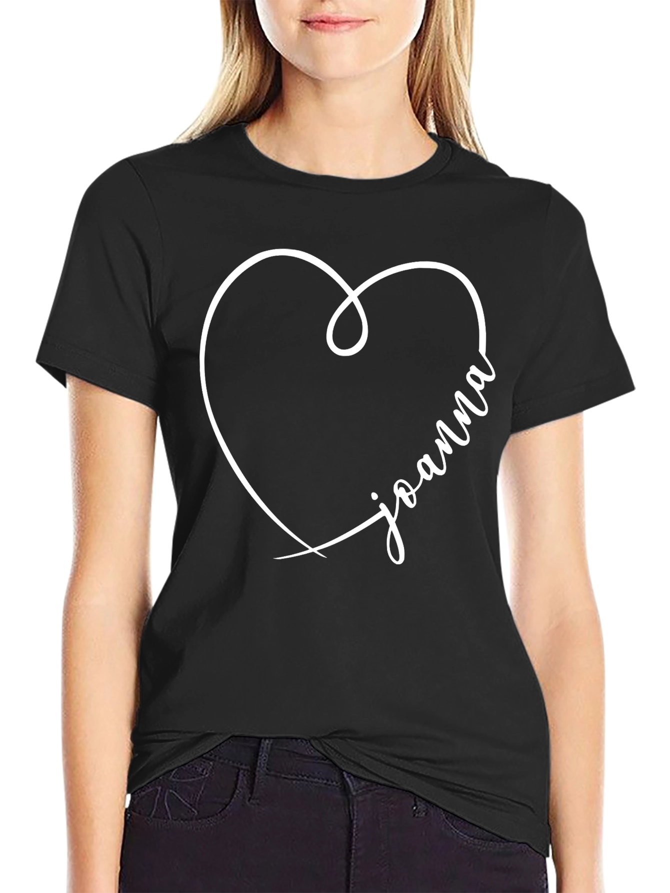 Black Personalized Heart Name T-Shirt view 2