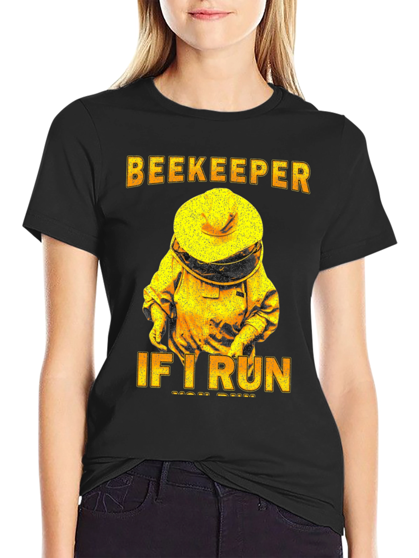 Black Beekeeper T-Shirt - If I Run, You Run Tee view 2