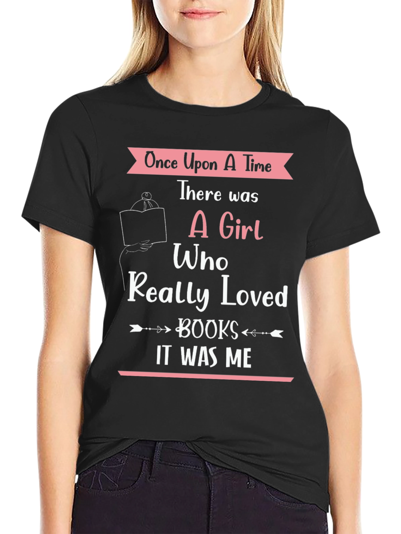Black Book Lover T-Shirt: Once Upon A Time, A Girl Who Loved Books view 2