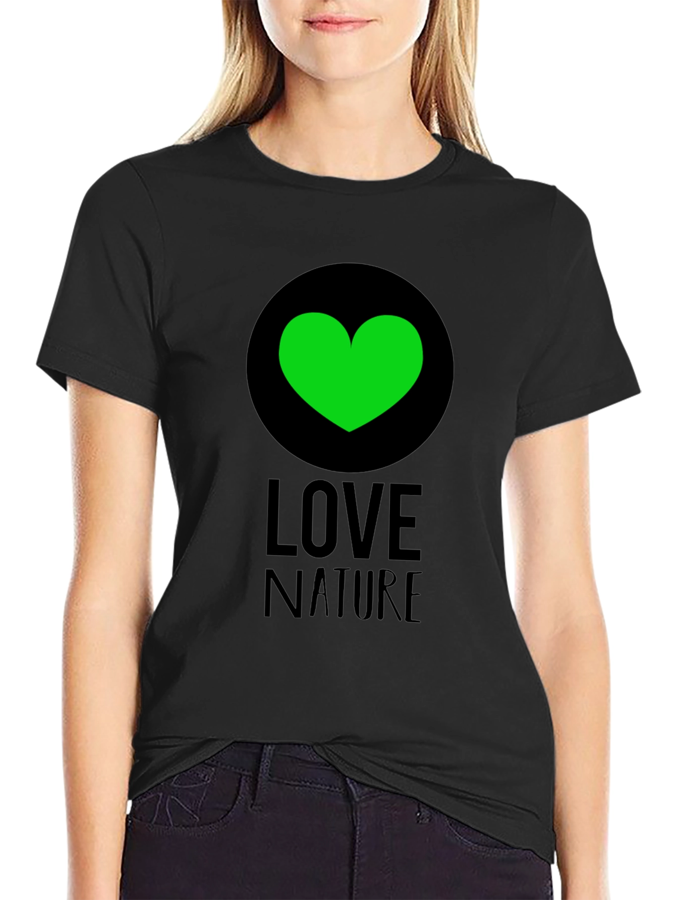 Black Love Nature Green Heart Graphic Tee - Black view 2