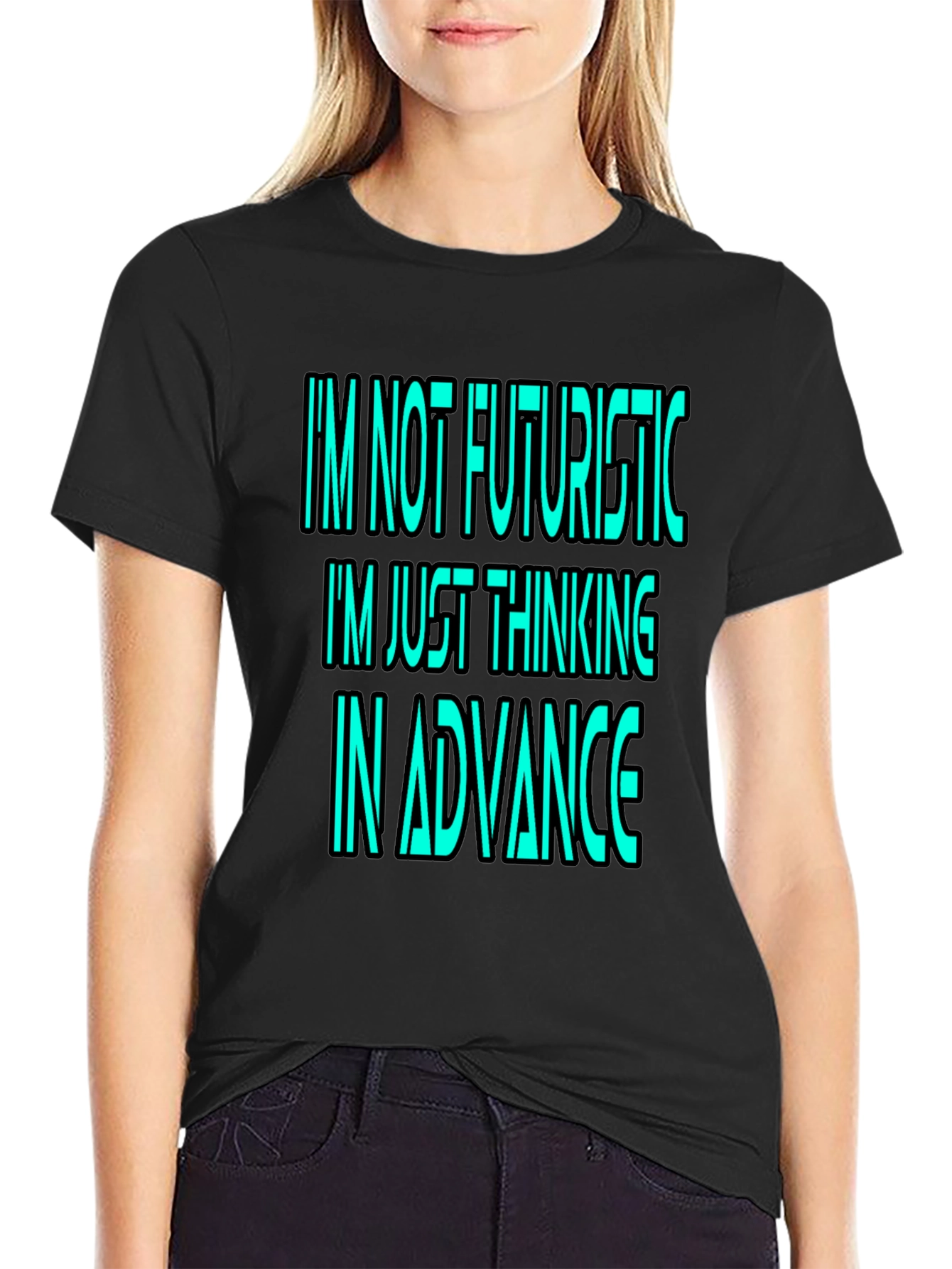 Black Futuristic Thinking Graphic Tee view 2