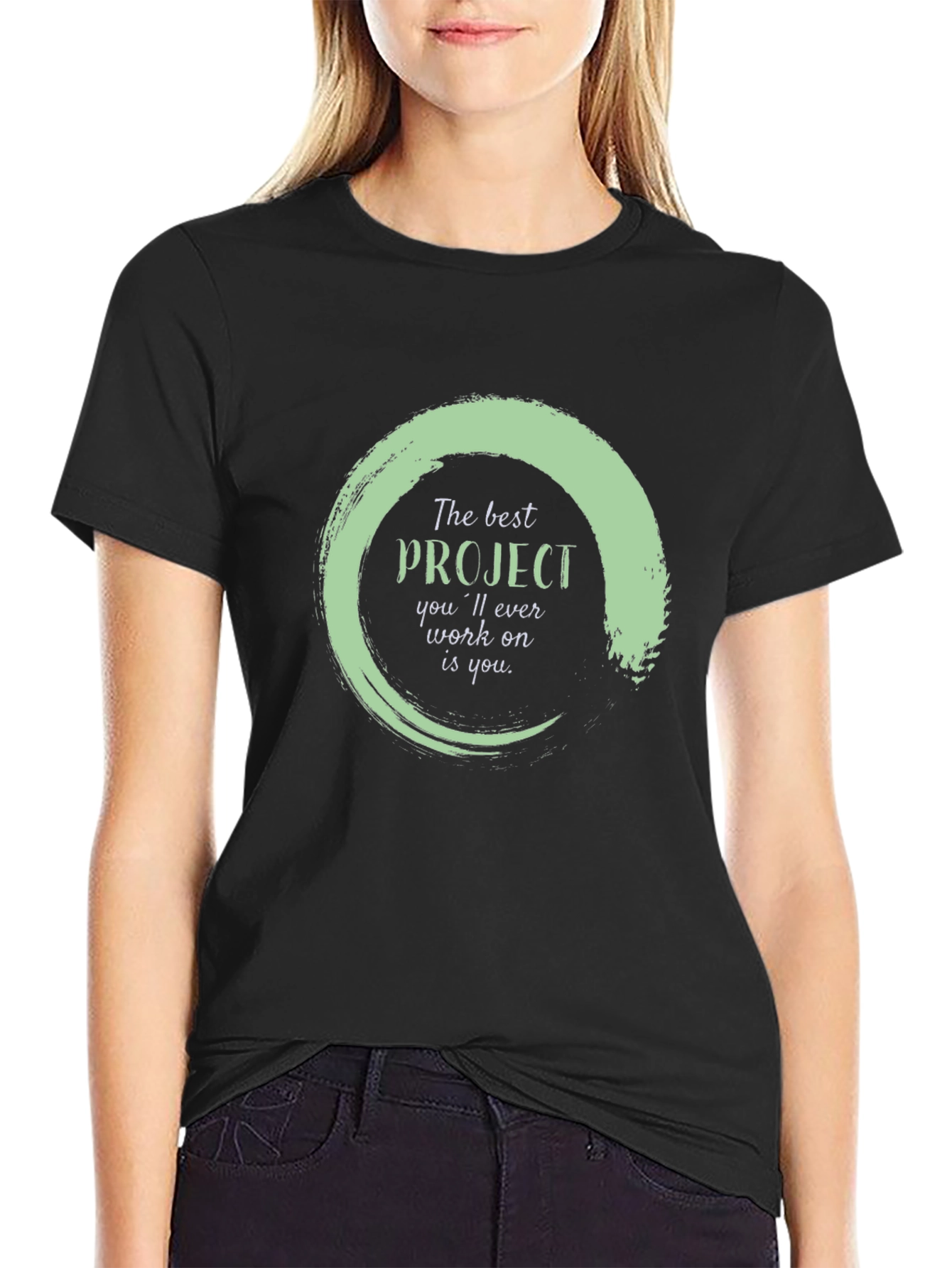 Black Inspirational Project T-Shirt - Self Improvement Apparel view 2