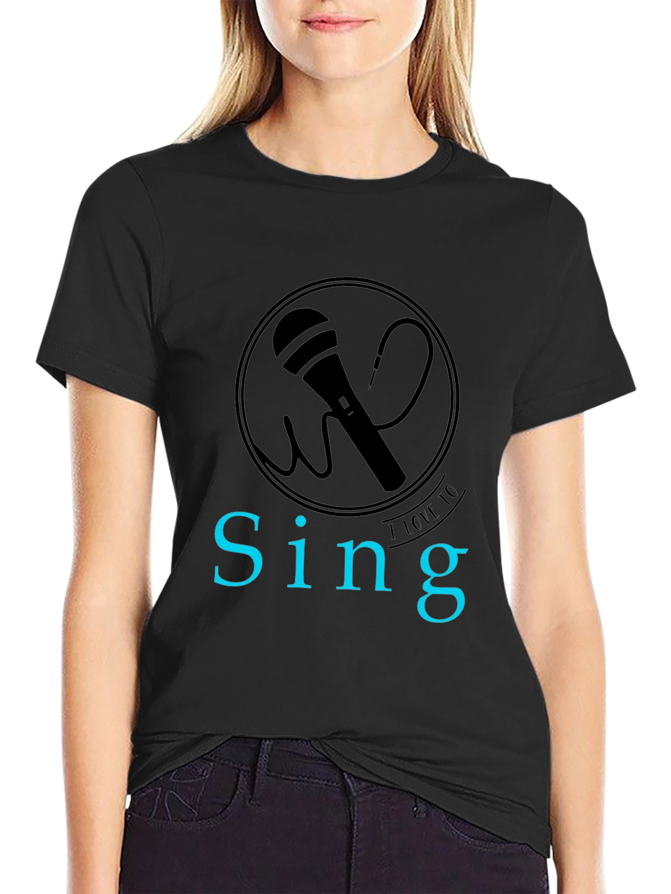 Black Sing Microphone Graphic Tee view 2