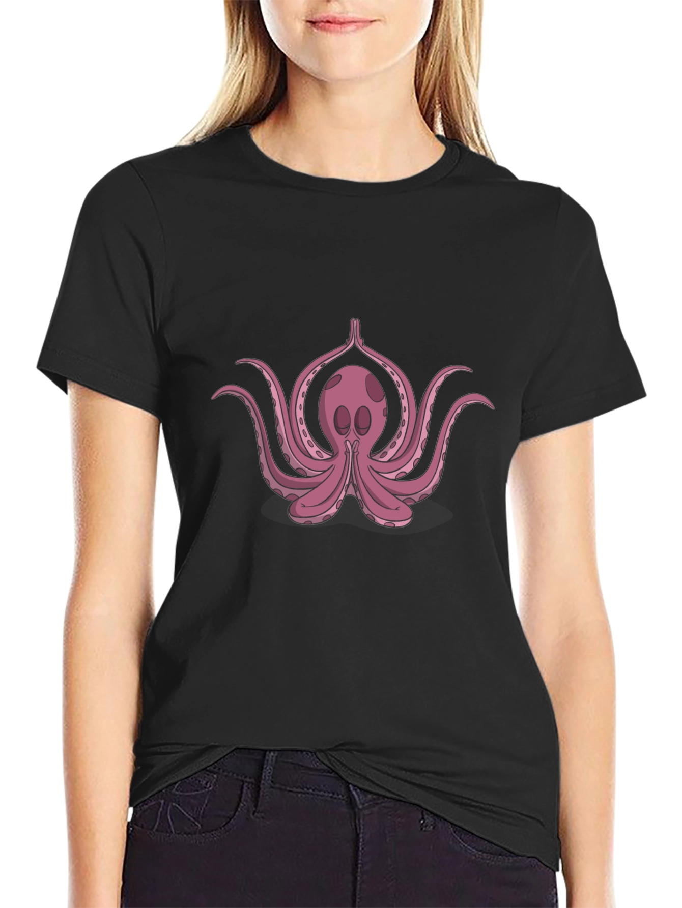 Black Yoga Octopus Black T-Shirt view 2