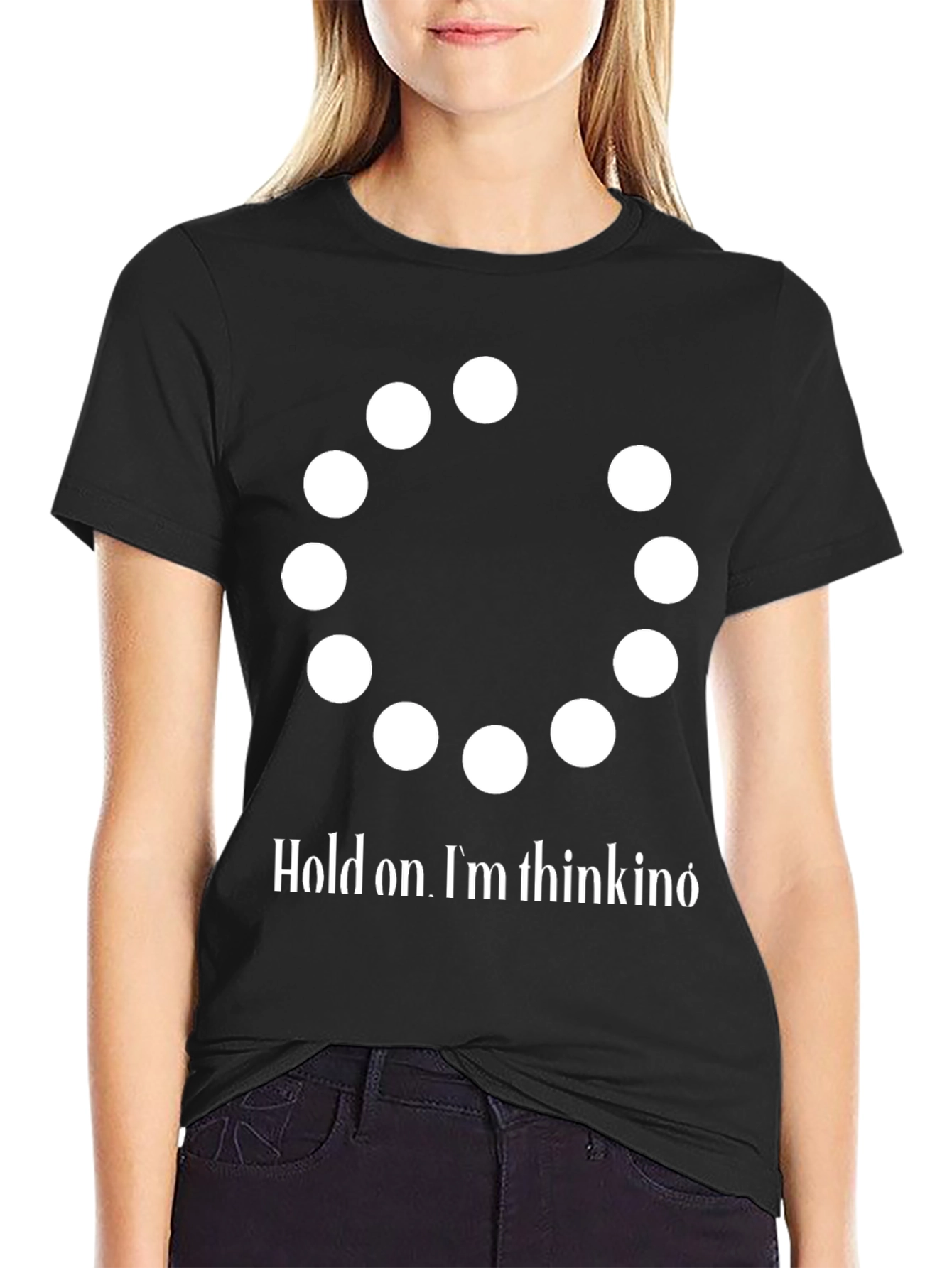 Black Hold On I'm Thinking T-Shirt - Funny Graphic Tee view 2