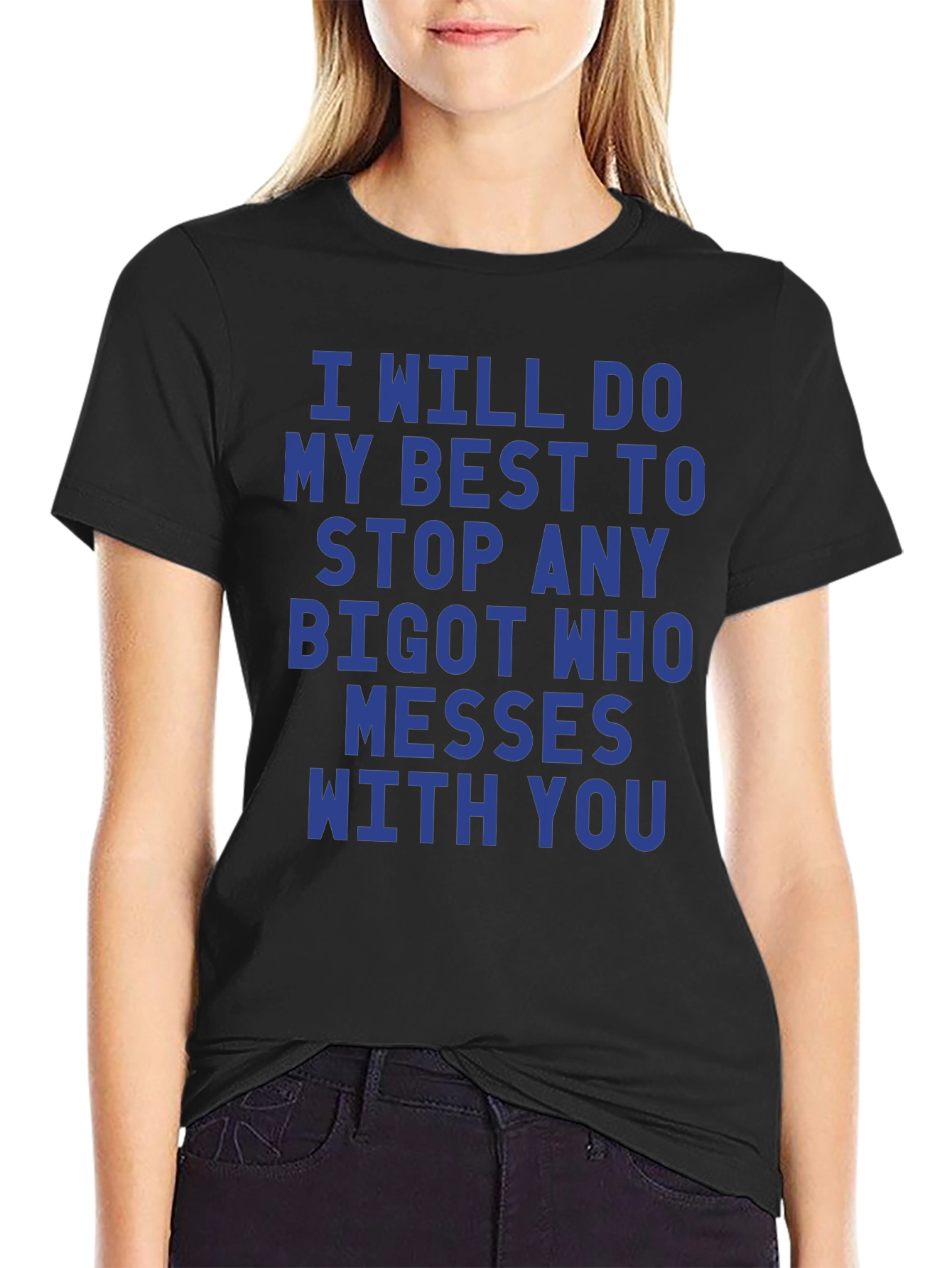 Black I Will Stop Any Bigot Graphic Tee view 2