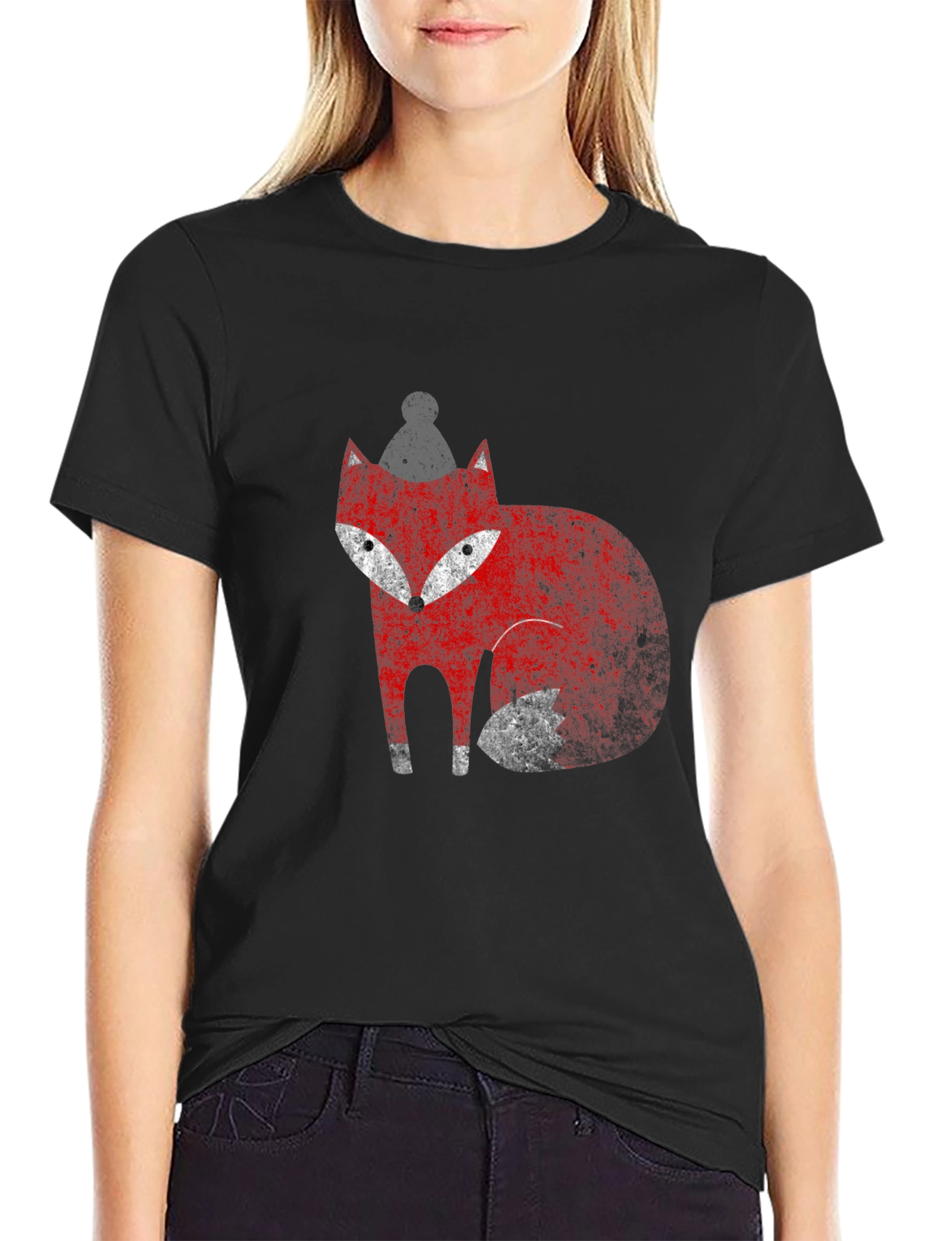 Black Fox Graphic Tee - Stylish Crew Neck T-Shirt view 2