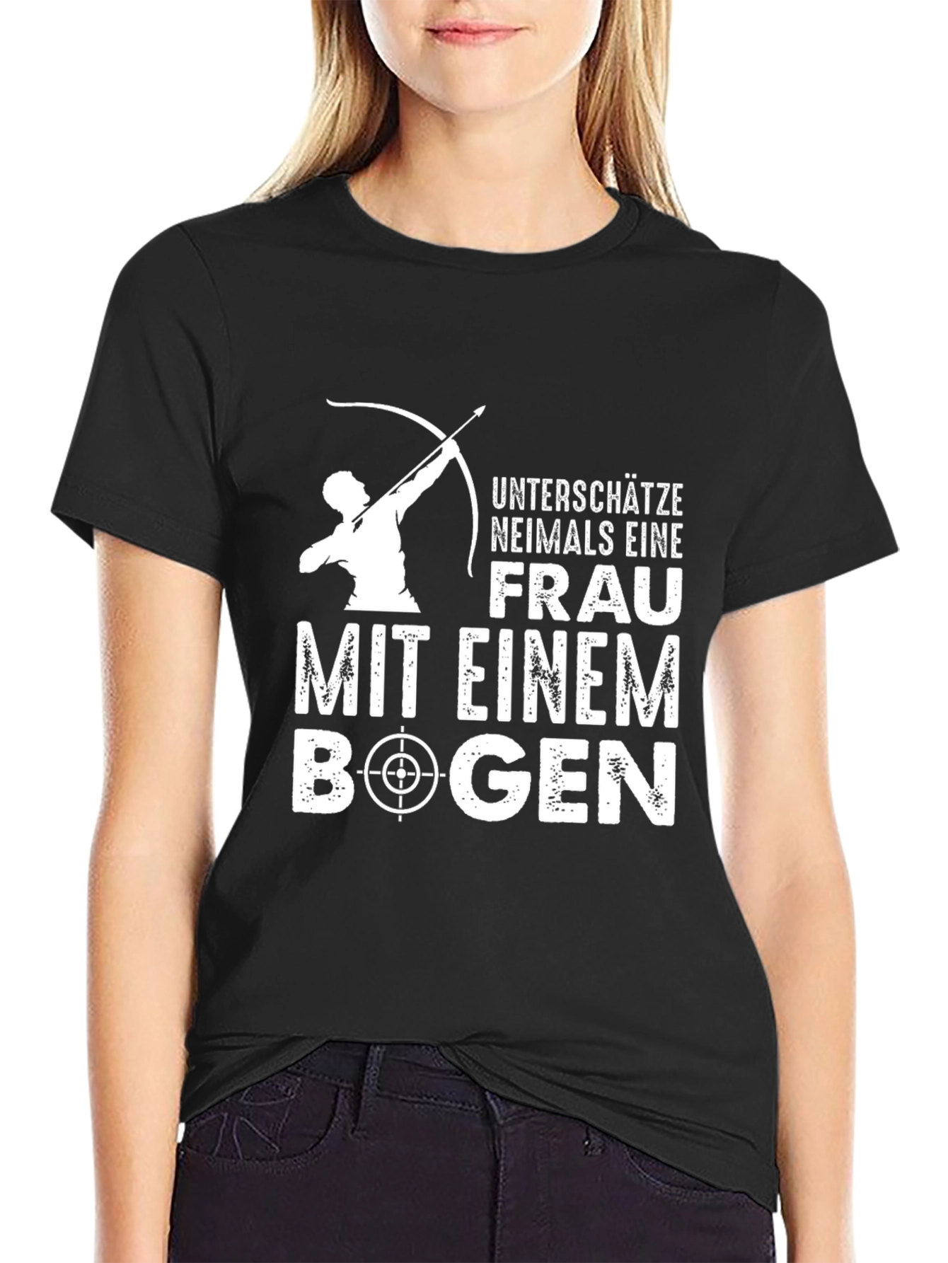 Black Archery Woman's T-Shirt - Never Underestimate view 2