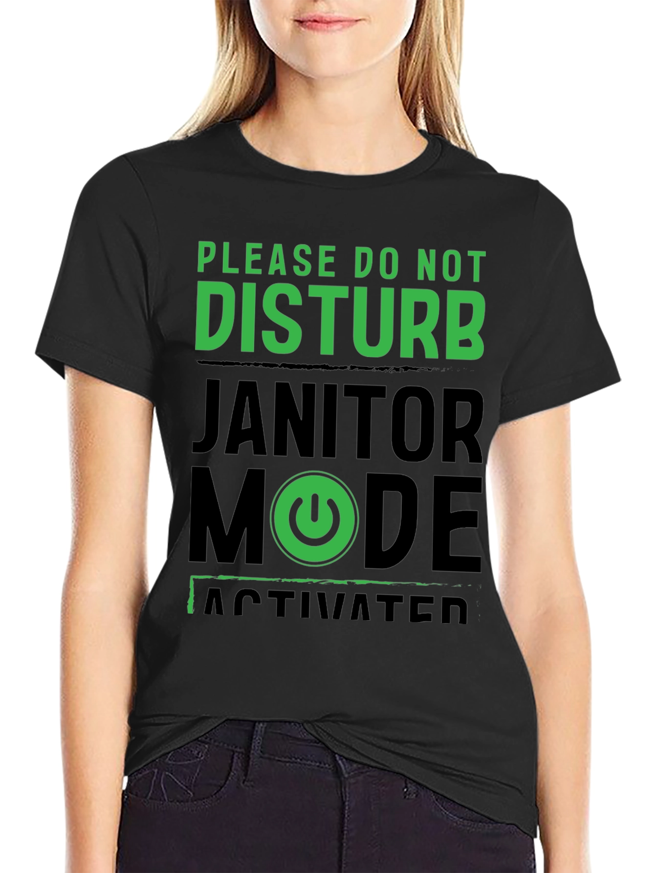 Black Janitor Mode Activated T-Shirt view 2