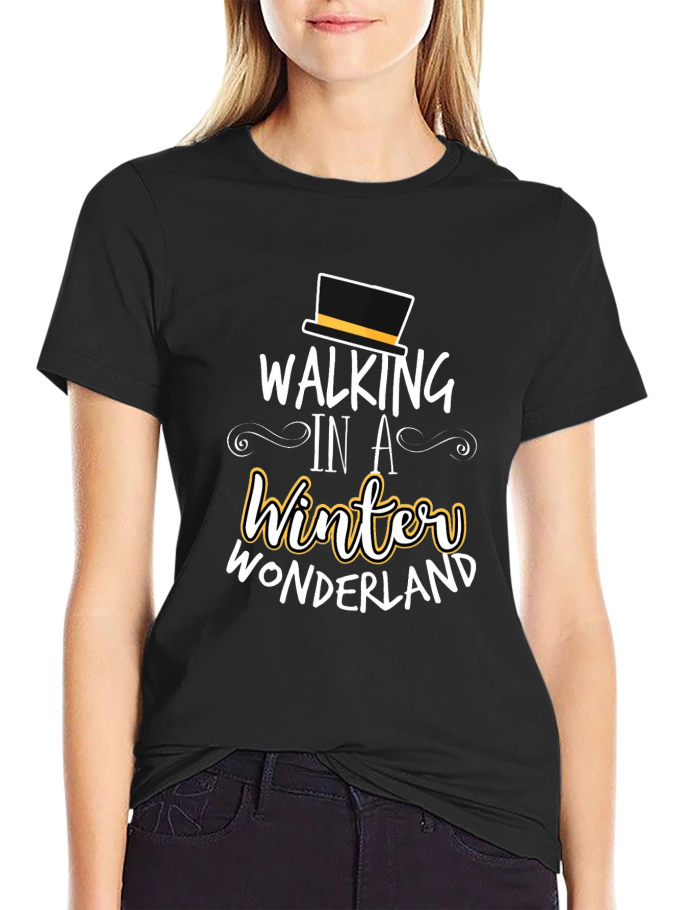 Black Walking in a Winter Wonderland Graphic Tee view 2