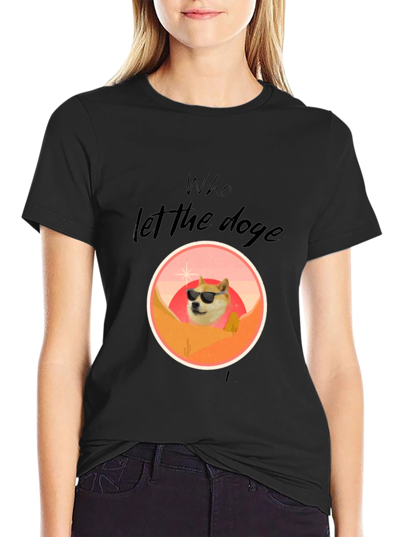 Black Who Let The Doge Out T-Shirt view 2