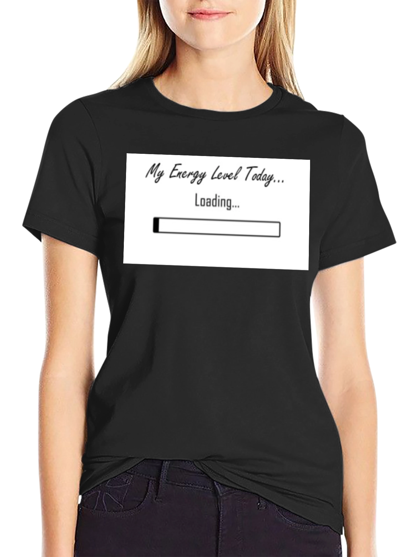 Black My Energy Level Today Loading Funny T-Shirt view 2