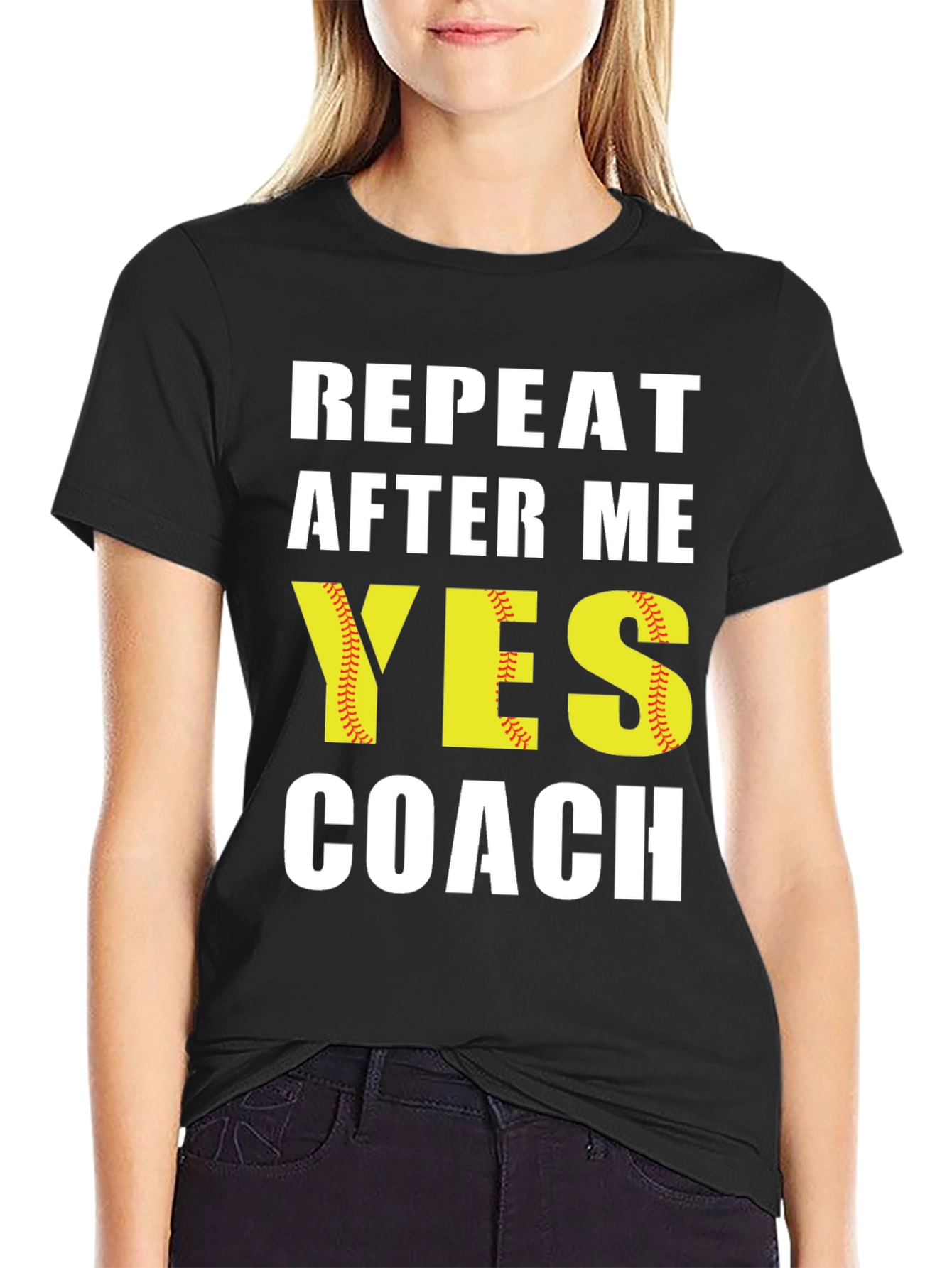 Black Repeat After Me Yes Coach T-Shirt view 2