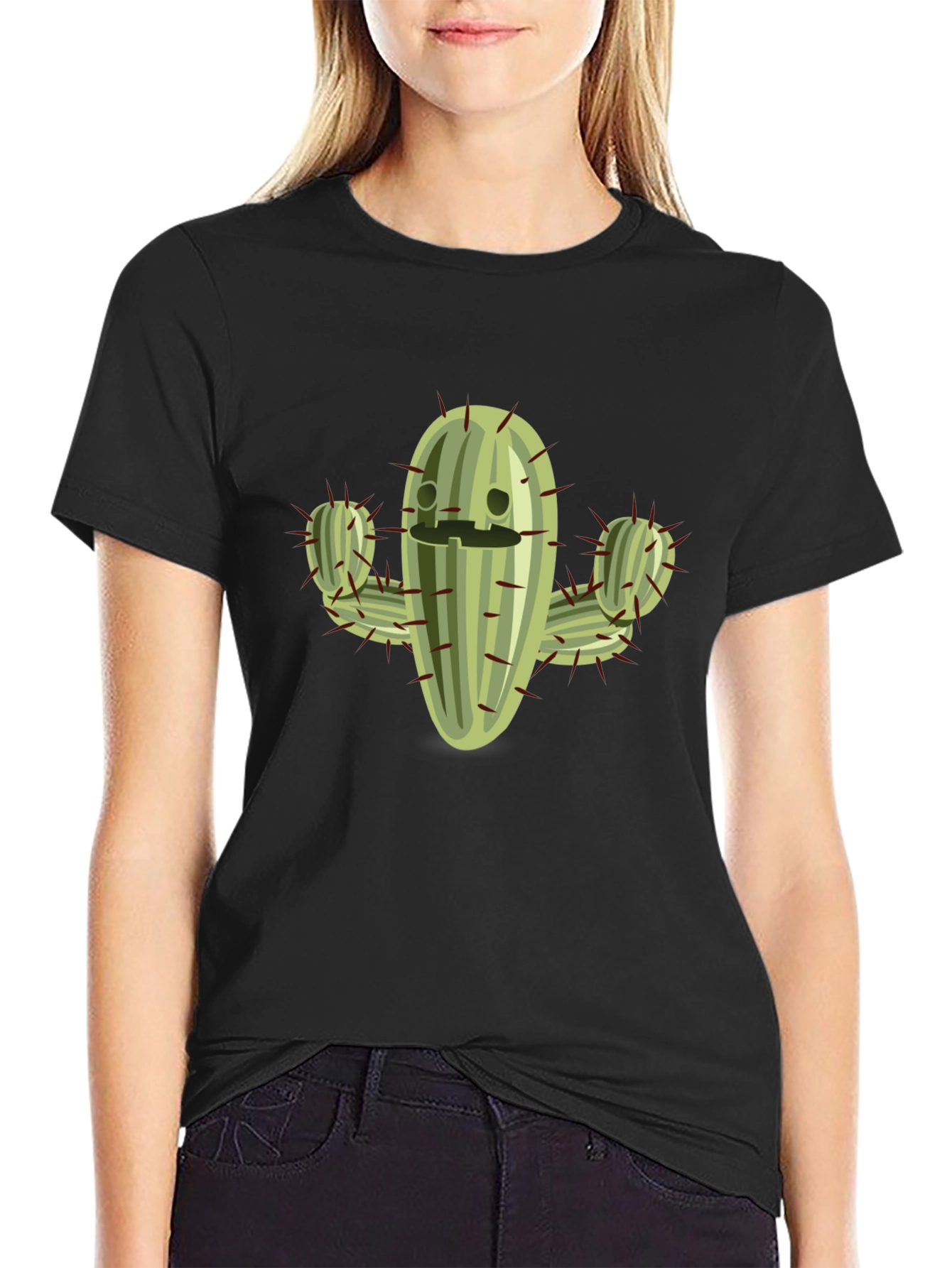 Black Cactus Graphic Tee - Comfy Black T-Shirt view 2