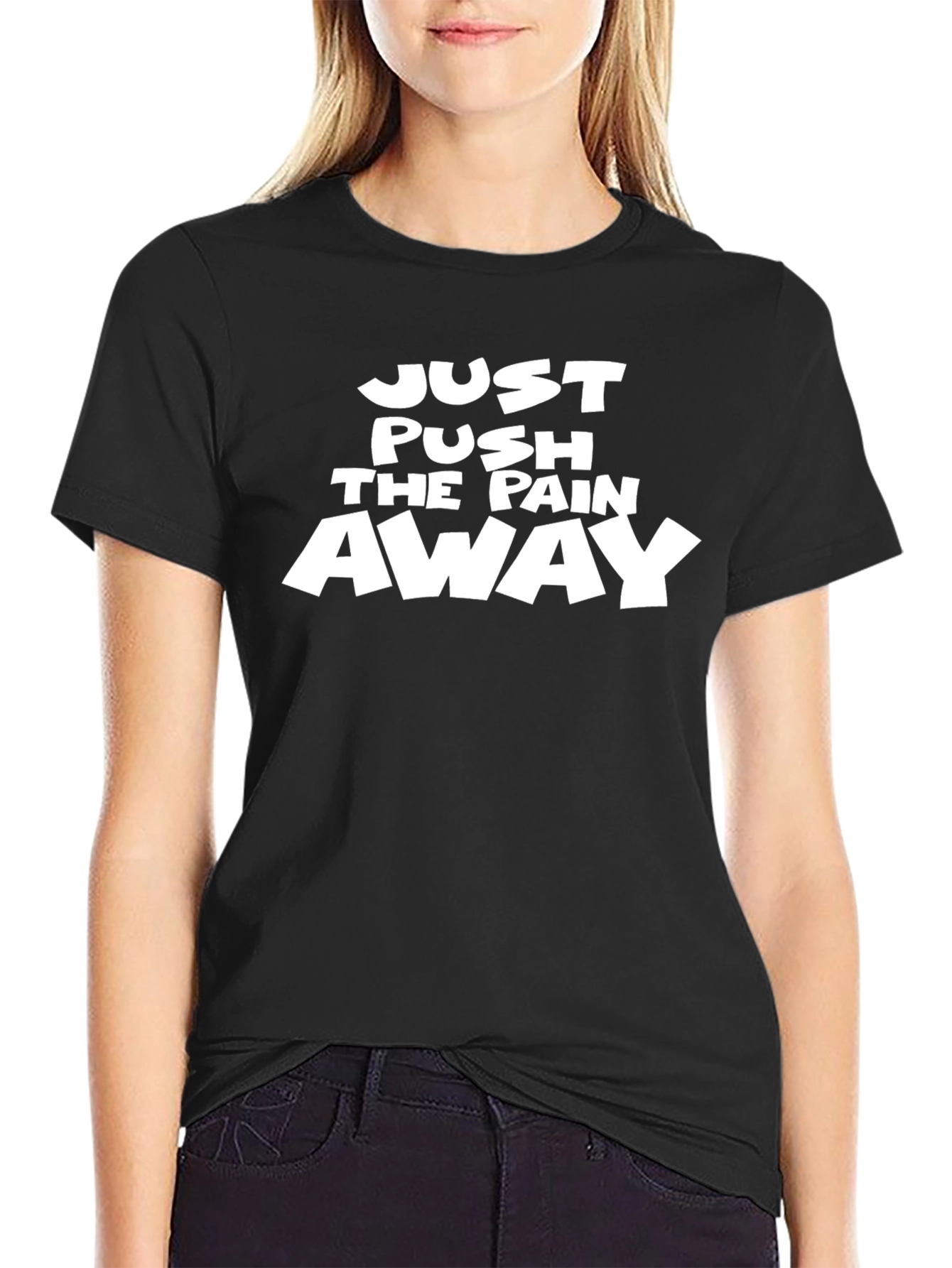 Black Just Push The Pain Away Graphic Tee view 2