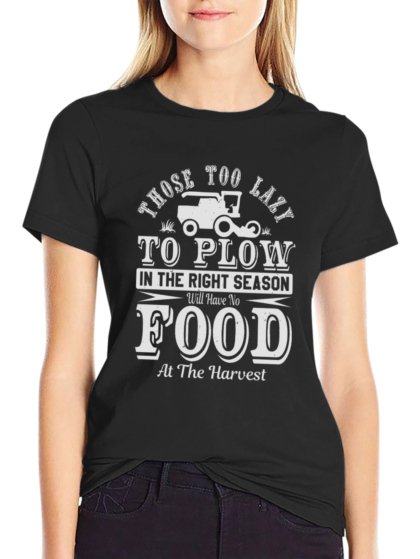 Black Lazy to Plow Farmer T-Shirt view 2