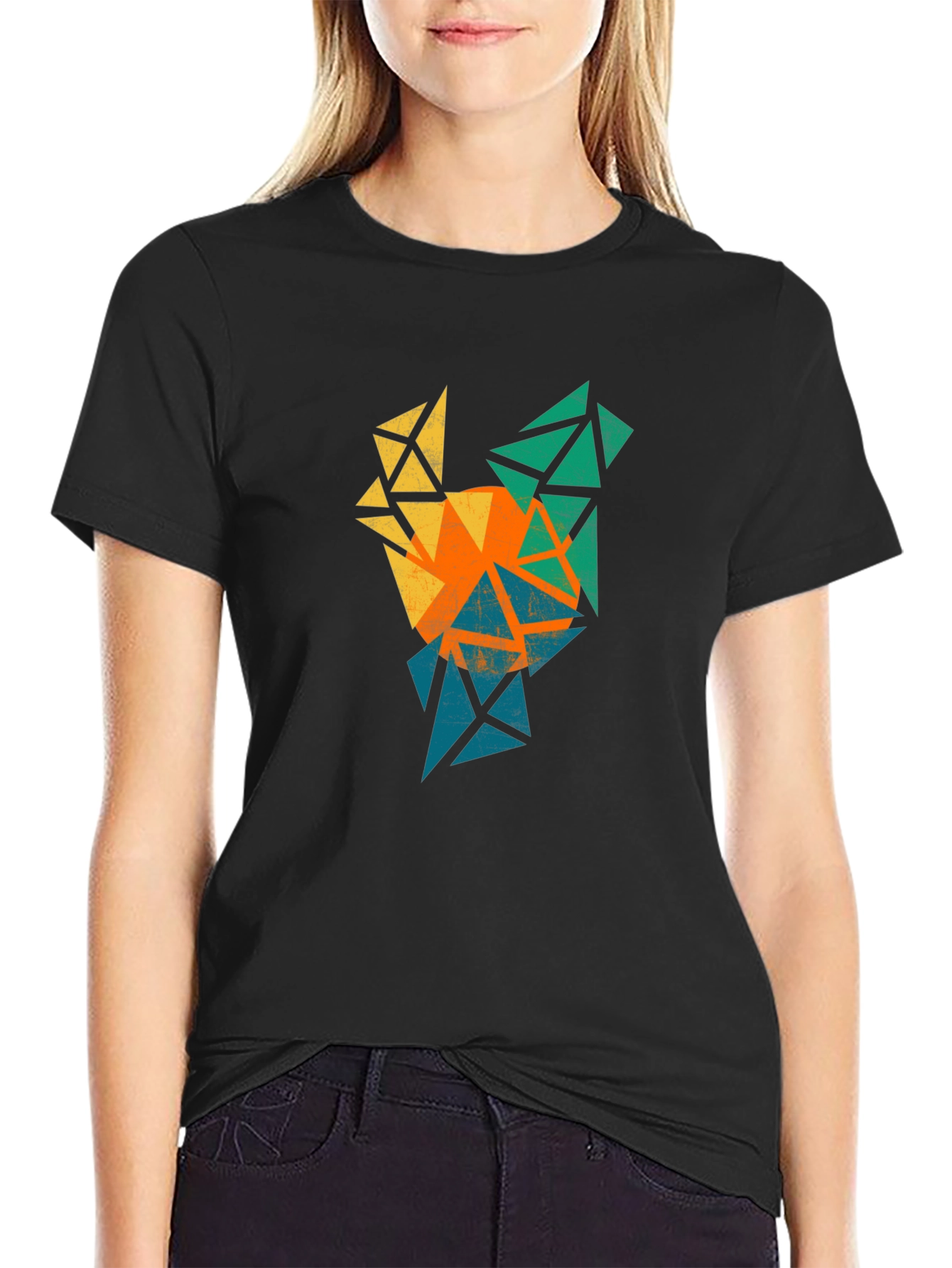 Black Geometric Rooster Graphic Tee - Bold & Unique Design view 2