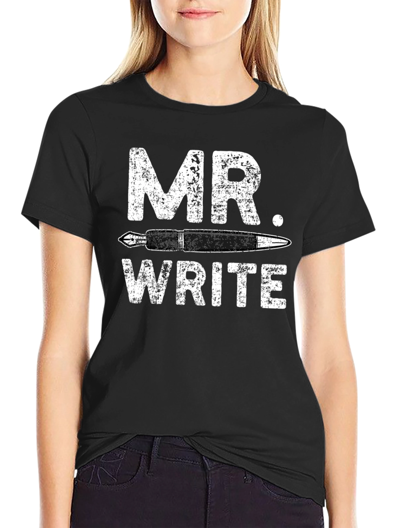 Black Mr. Write Black Graphic Tee - Author Gift Idea view 2