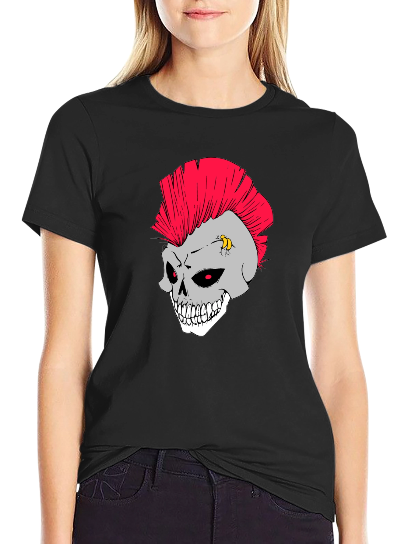 Black Skull Punk Rocker T-Shirt view 2