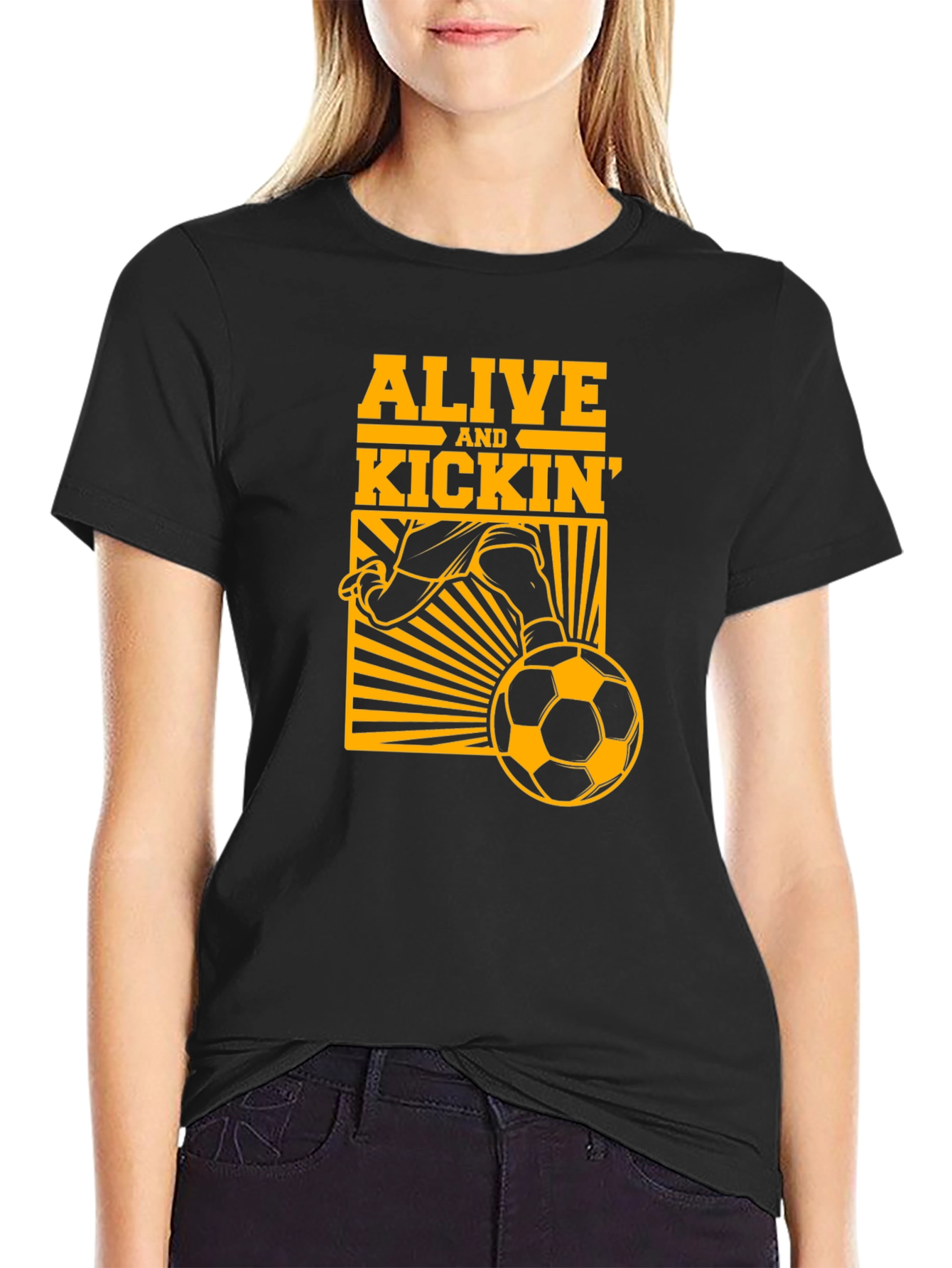 Black Alive and Kickin' Soccer Graphic Tee - Black view 2