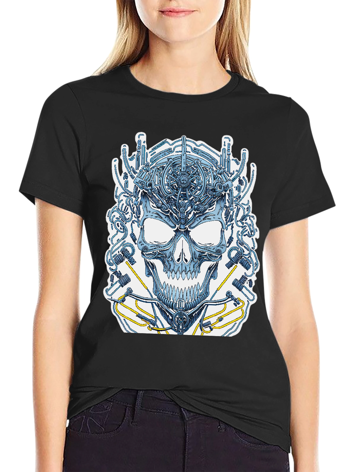 Black Cyber Skull T-Shirt view 2