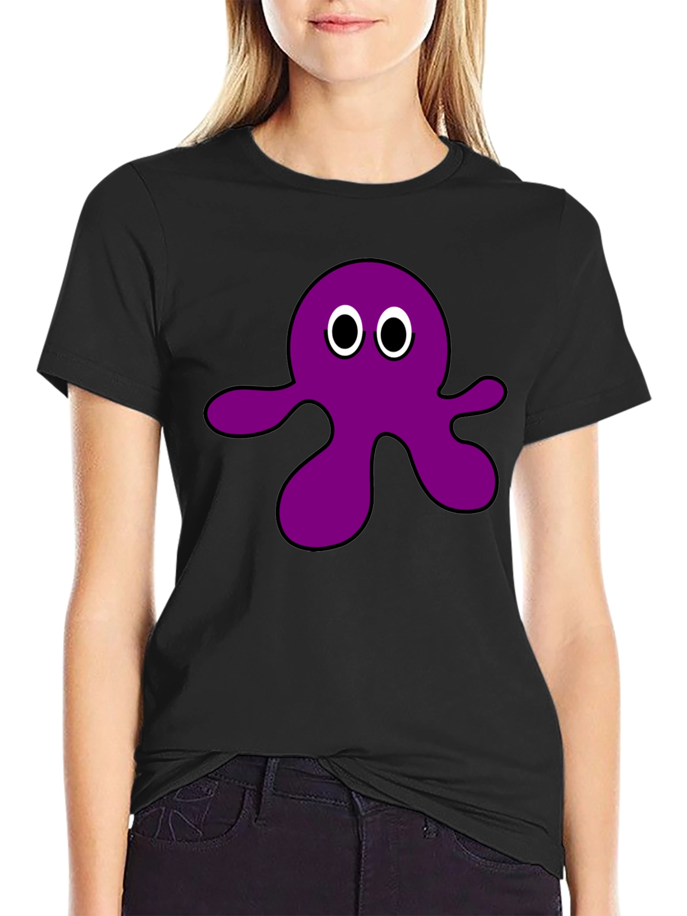 Black Purple Octopus Graphic Tee - Casual Comfort view 2