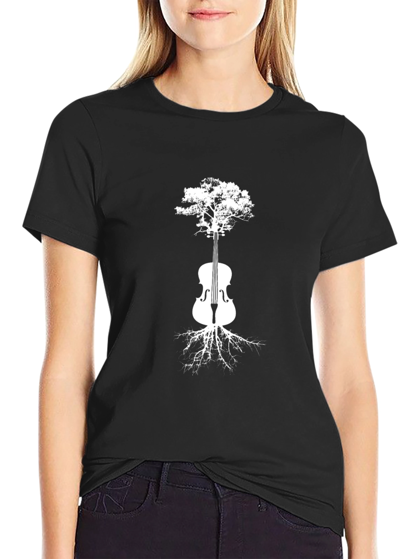 Black Musical Tree Men's Graphic Tee - Black view 2