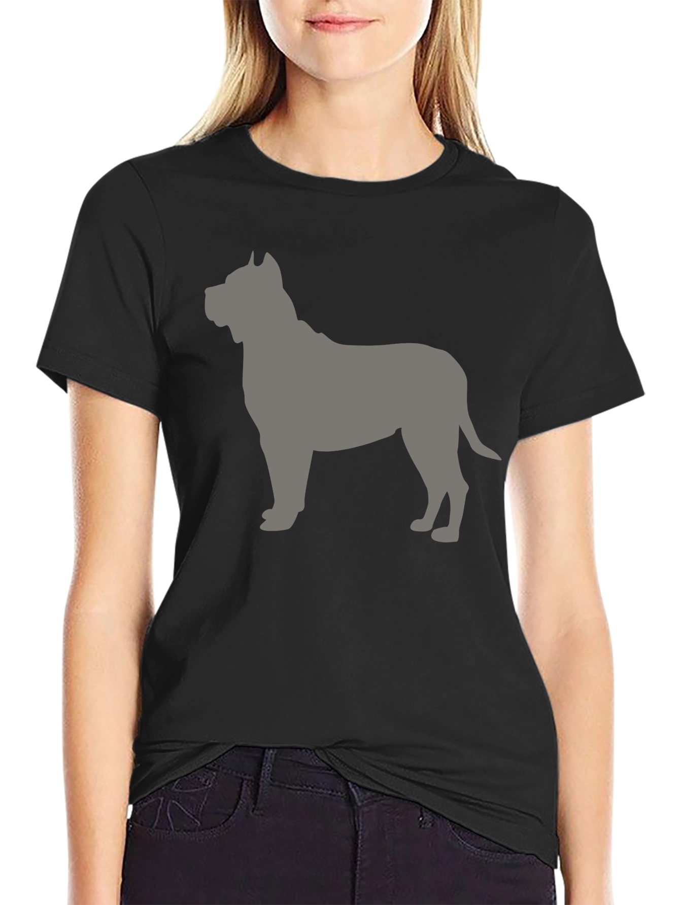 Black Pitbull Silhouette T-Shirt - Black view 2