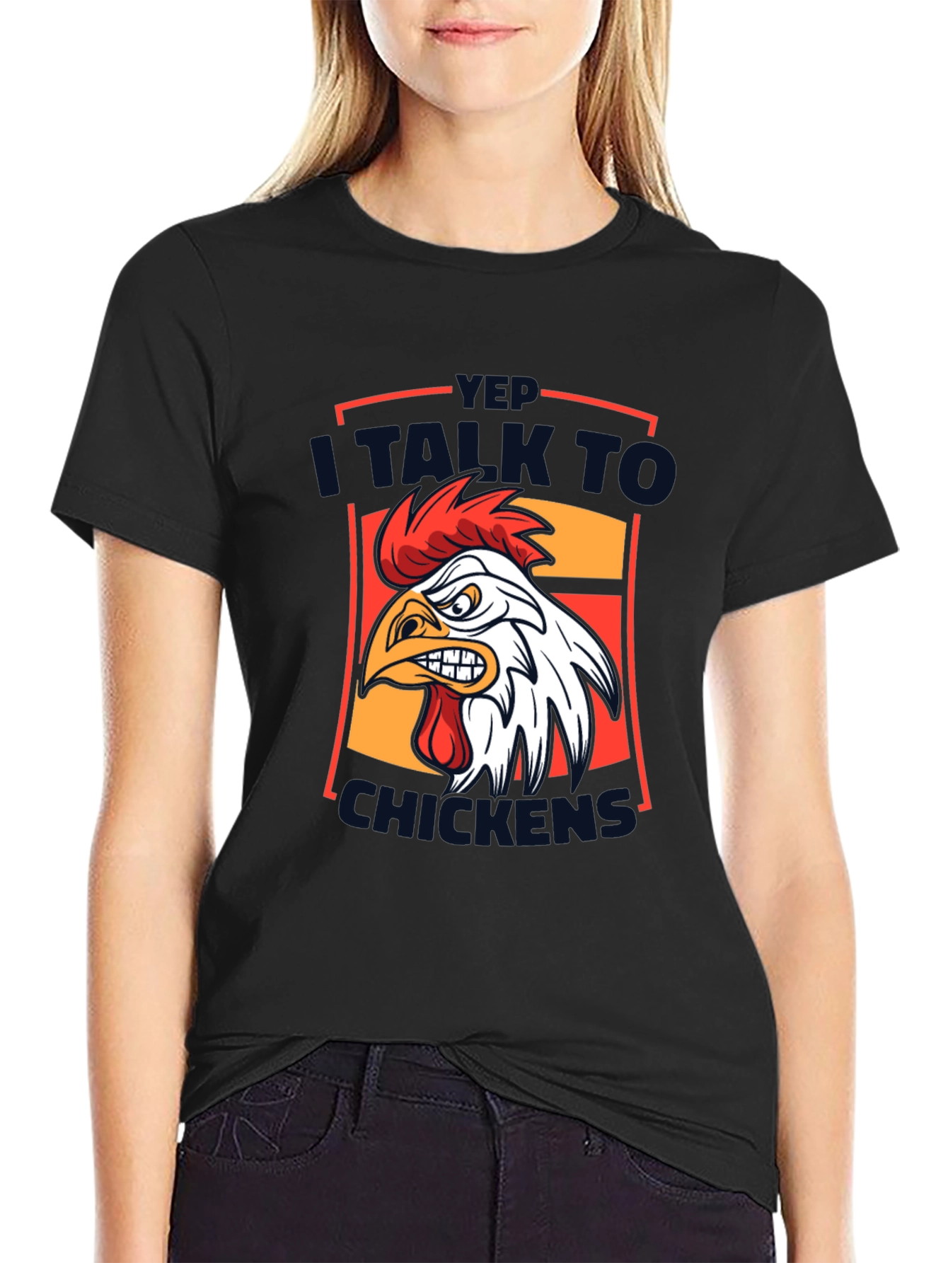 Black Funny Chicken T-Shirt - I Talk to Chickens Graphic Tee view 2