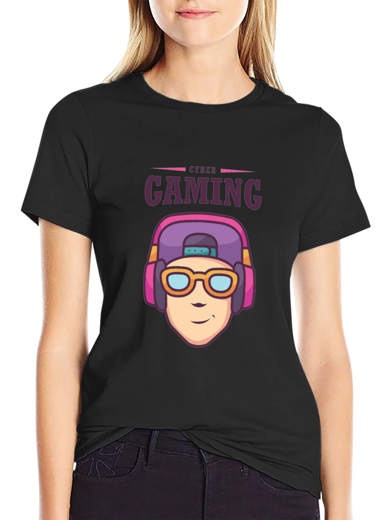 Black Cyber Gaming Black T-Shirt - Gamer Style view 2