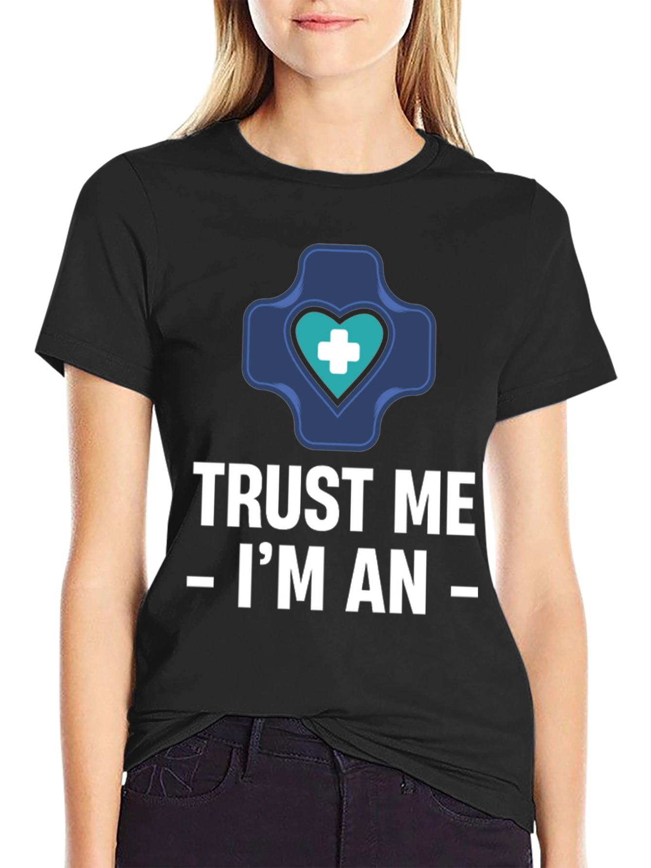 Black Trust Me I'm An T-Shirt - Medical view 2