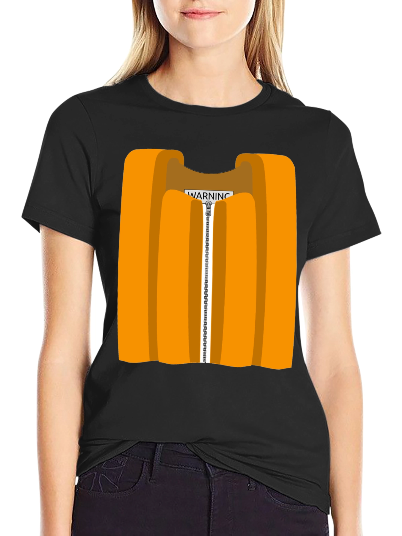 Black Orange Vest Graphic Novelty T-Shirt view 2