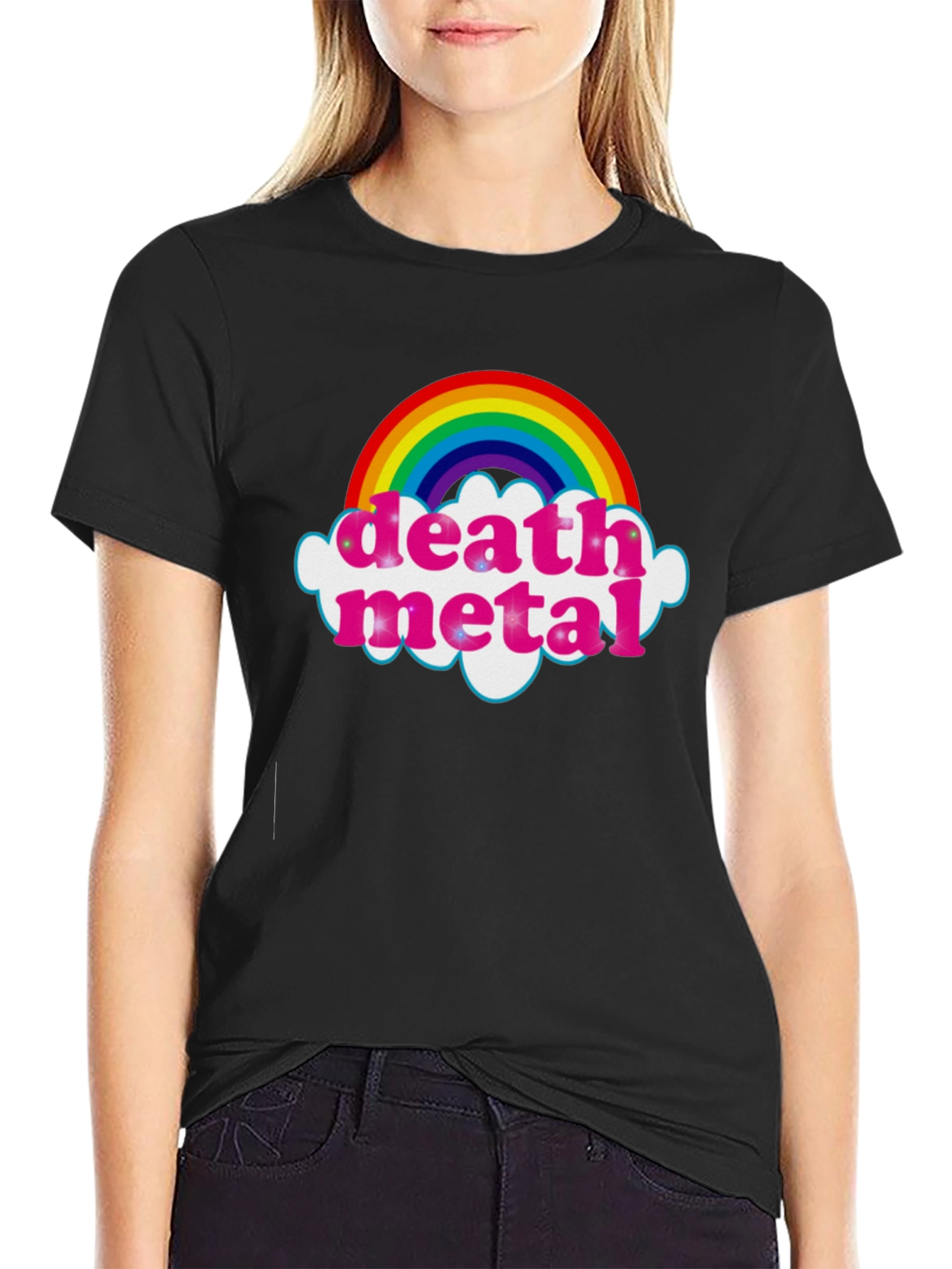 Black Death Metal Rainbow T-Shirt view 2