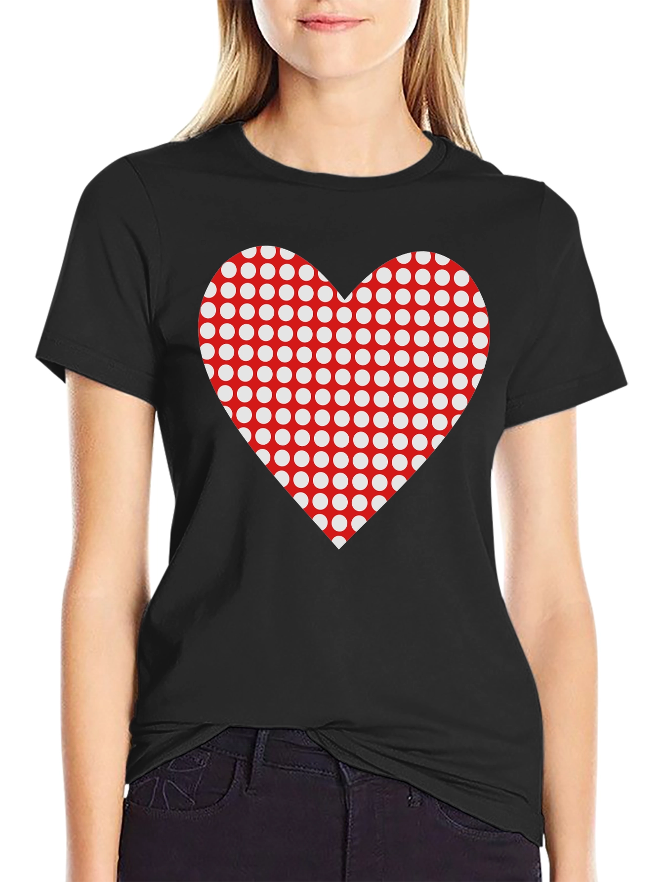 Black Heart Polka Dot Black T-Shirt view 2