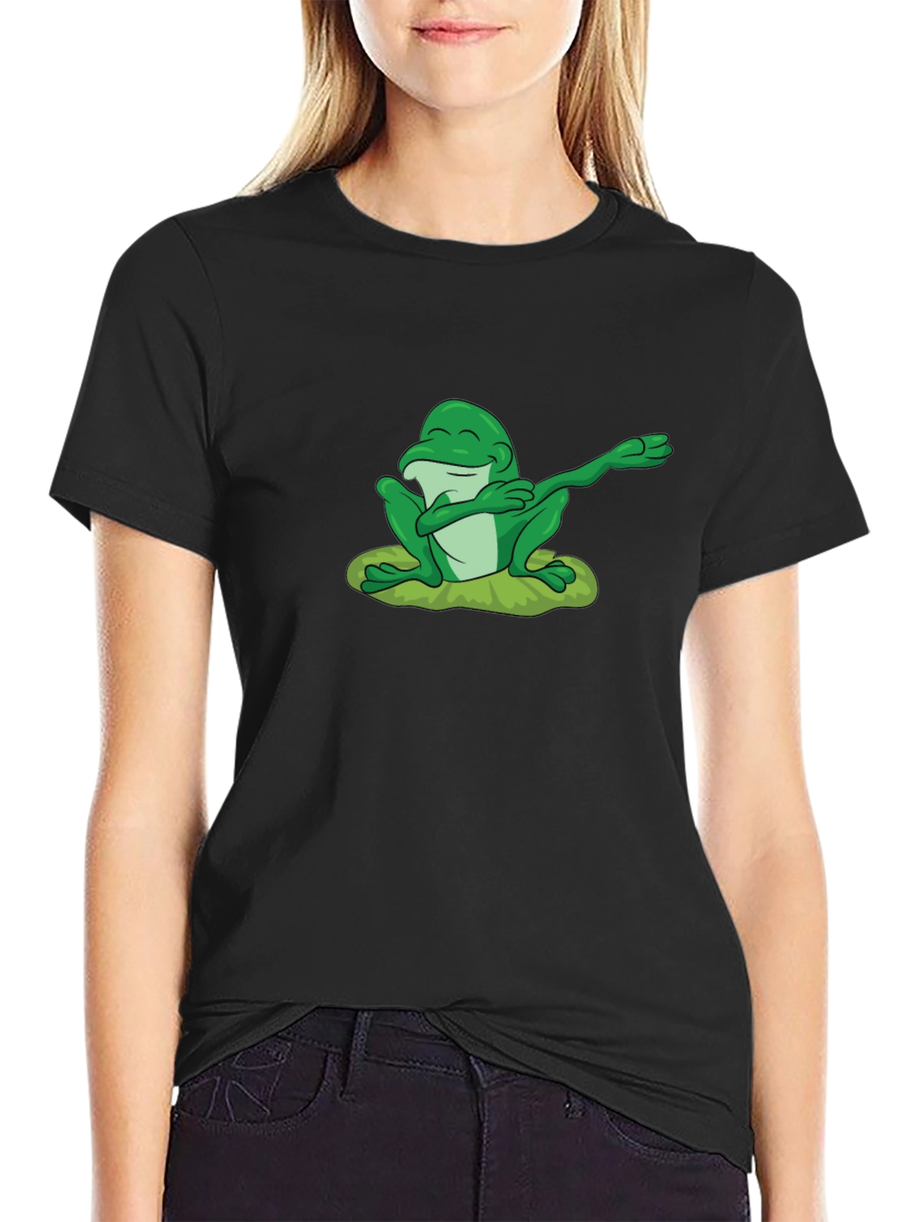 Black Dabbing Frog T-Shirt - Cool Graphic Tee view 2