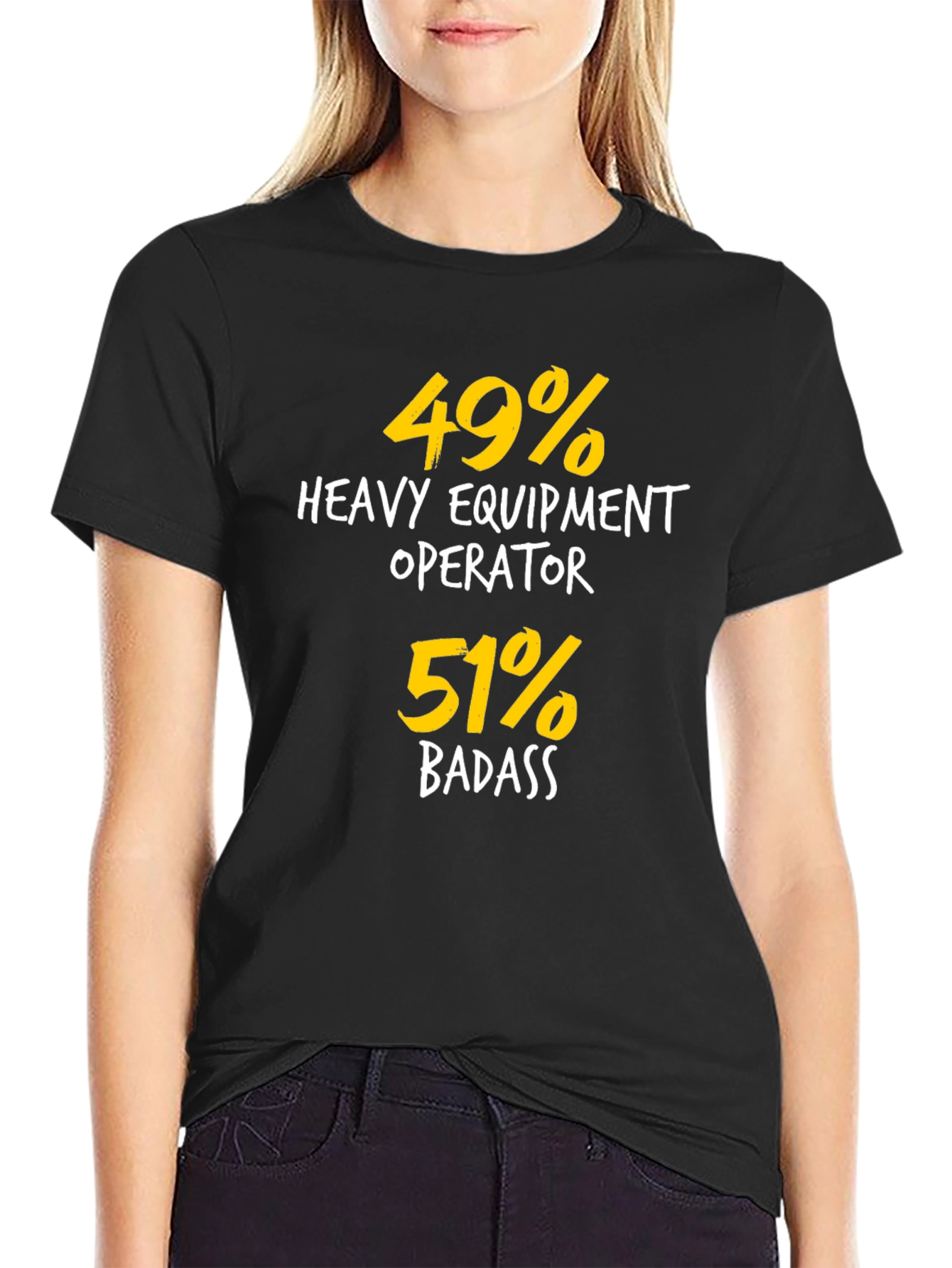 Black Heavy Equipment Operator Badass T-Shirt view 2