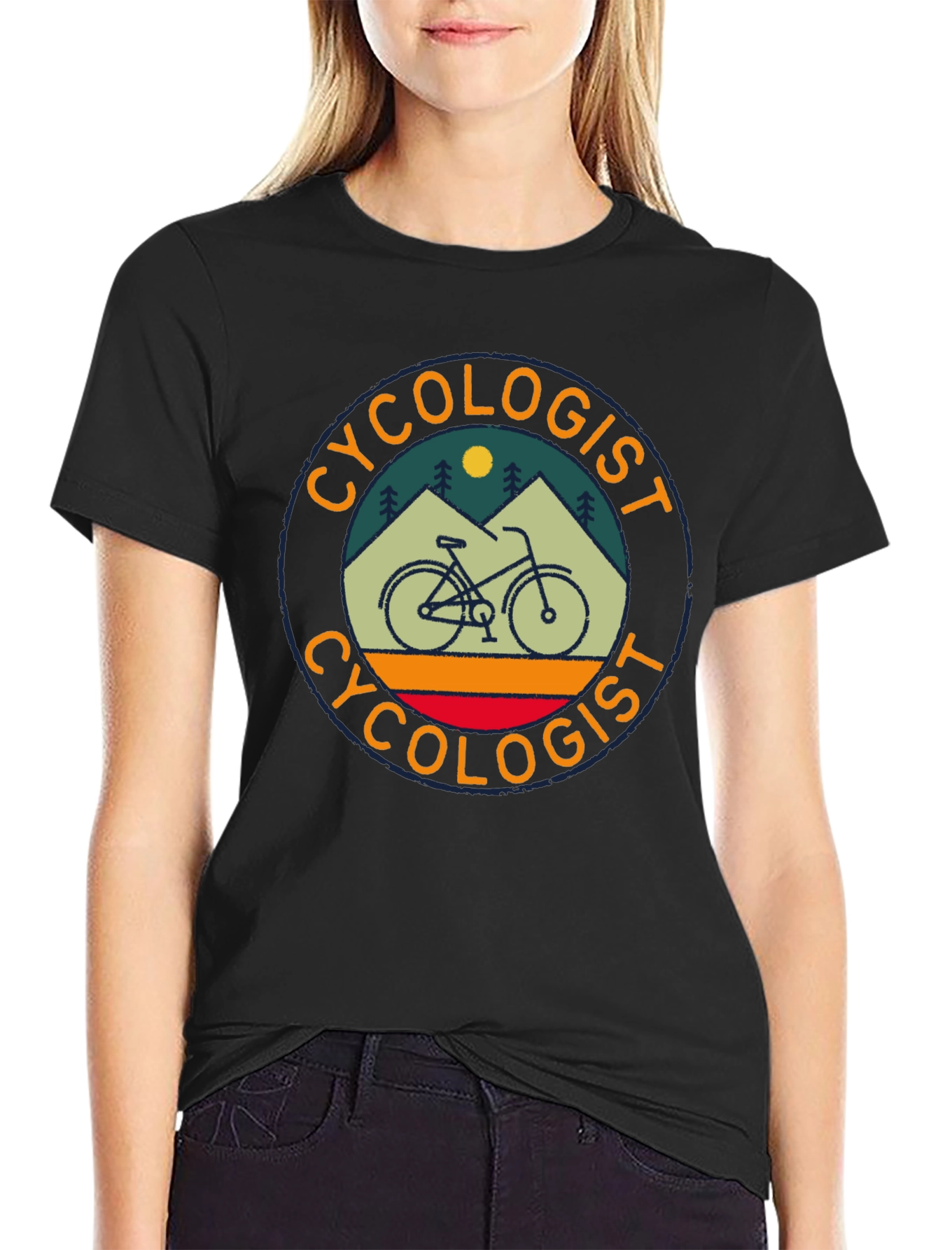 Black Cycologist T-Shirt - Bike Lover Tee view 2