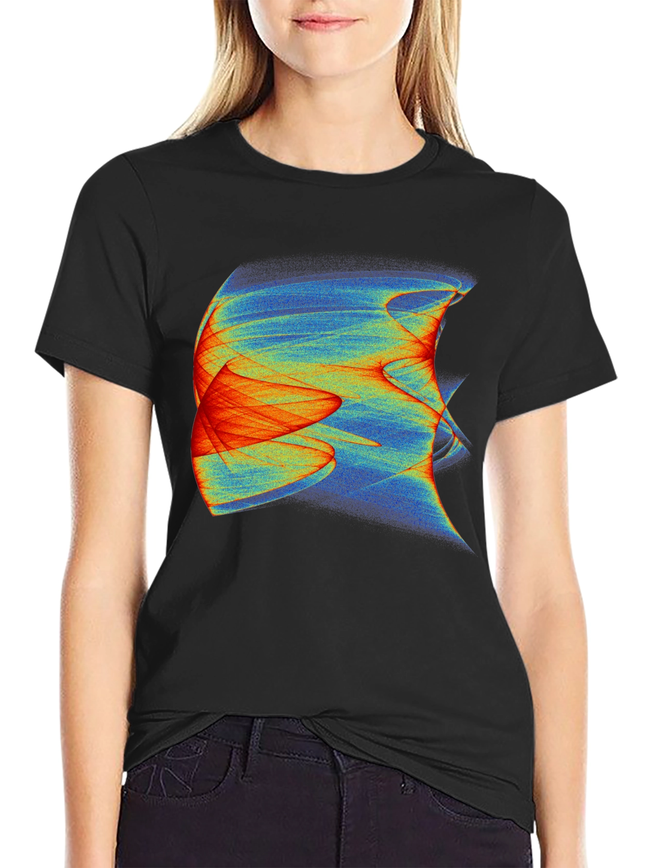 Black Abstract Graphic Print Black T-Shirt view 2