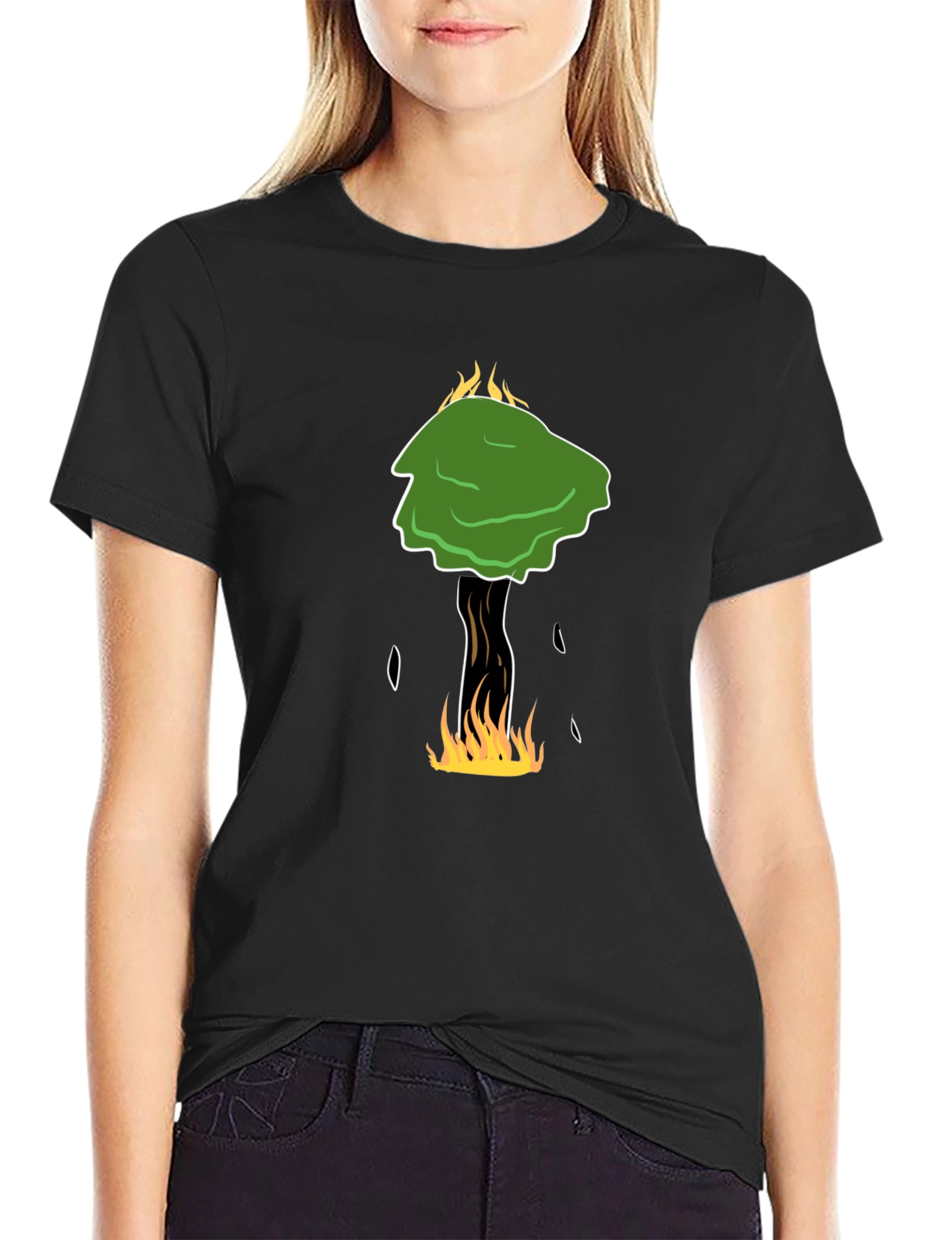 Black Burning Tree Graphic Tee - Unique Design view 2