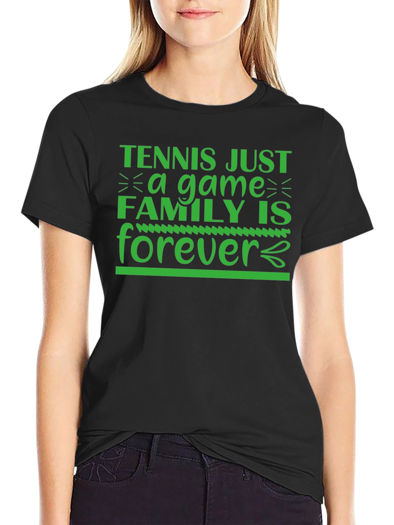 Black Tennis & Family Forever Graphic Tee view 2