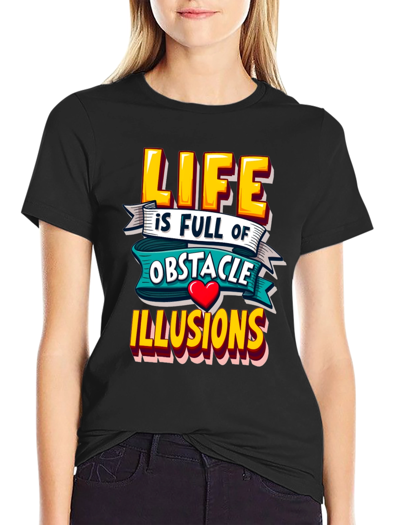 Black Life Obstacle Illusions Graphic Tee view 2