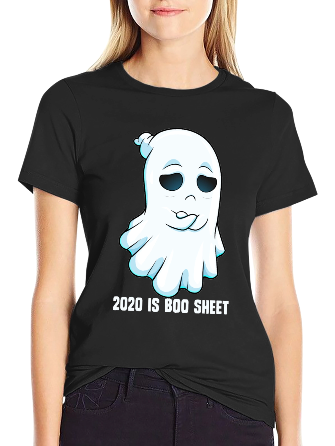Black 2020 is Boo Sheet Halloween T-Shirt - Men's Black Tee view 2