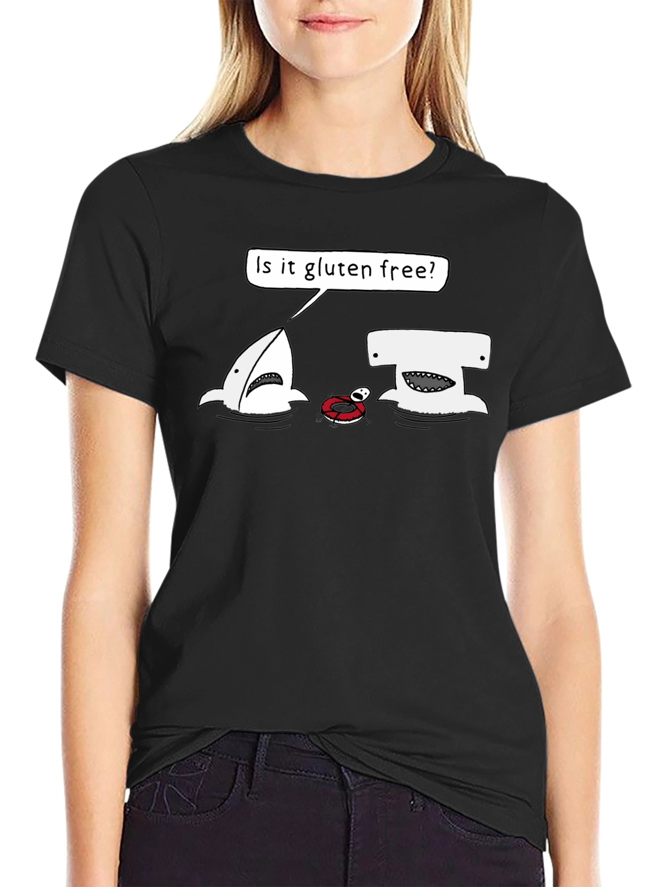 Gluten-Free Shark Humor Graphic T-Shirt - 2