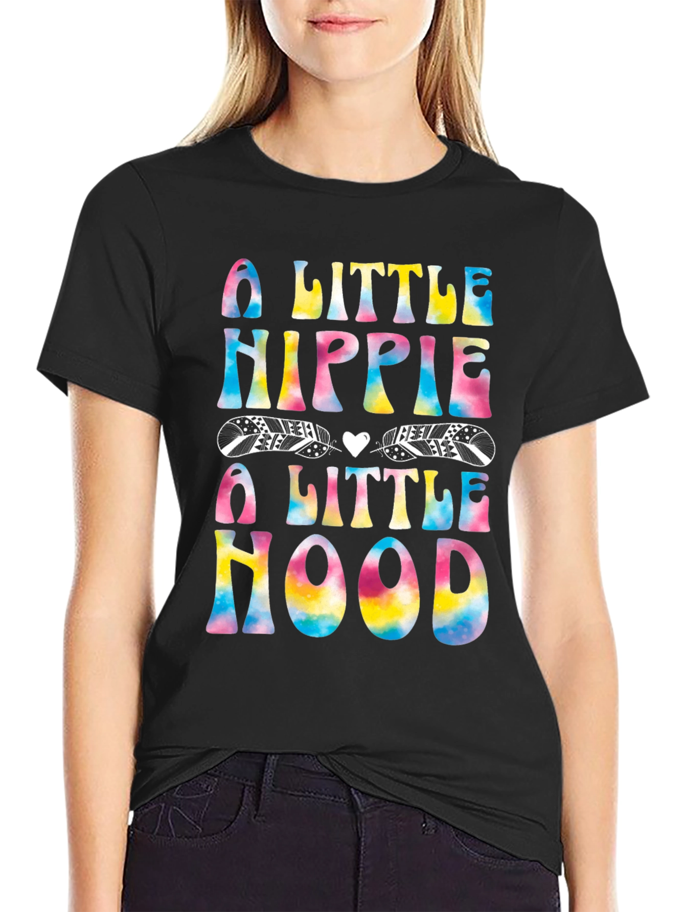 Black A Little Hippie A Little Hood T-Shirt view 2