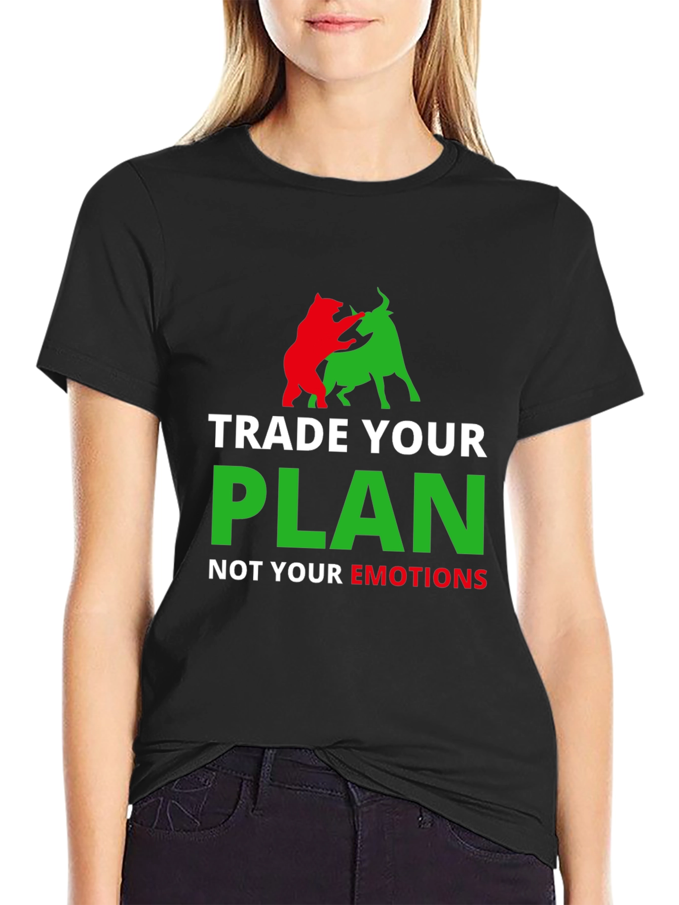 Black Trade Your Plan Not Your Emotions T-Shirt view 2
