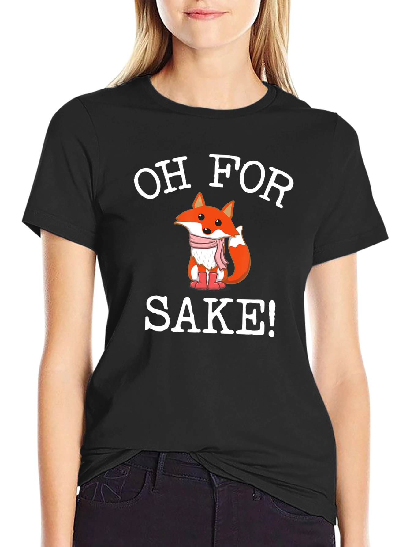 Black Oh For Fox Sake! Novelty Graphic Tee view 2